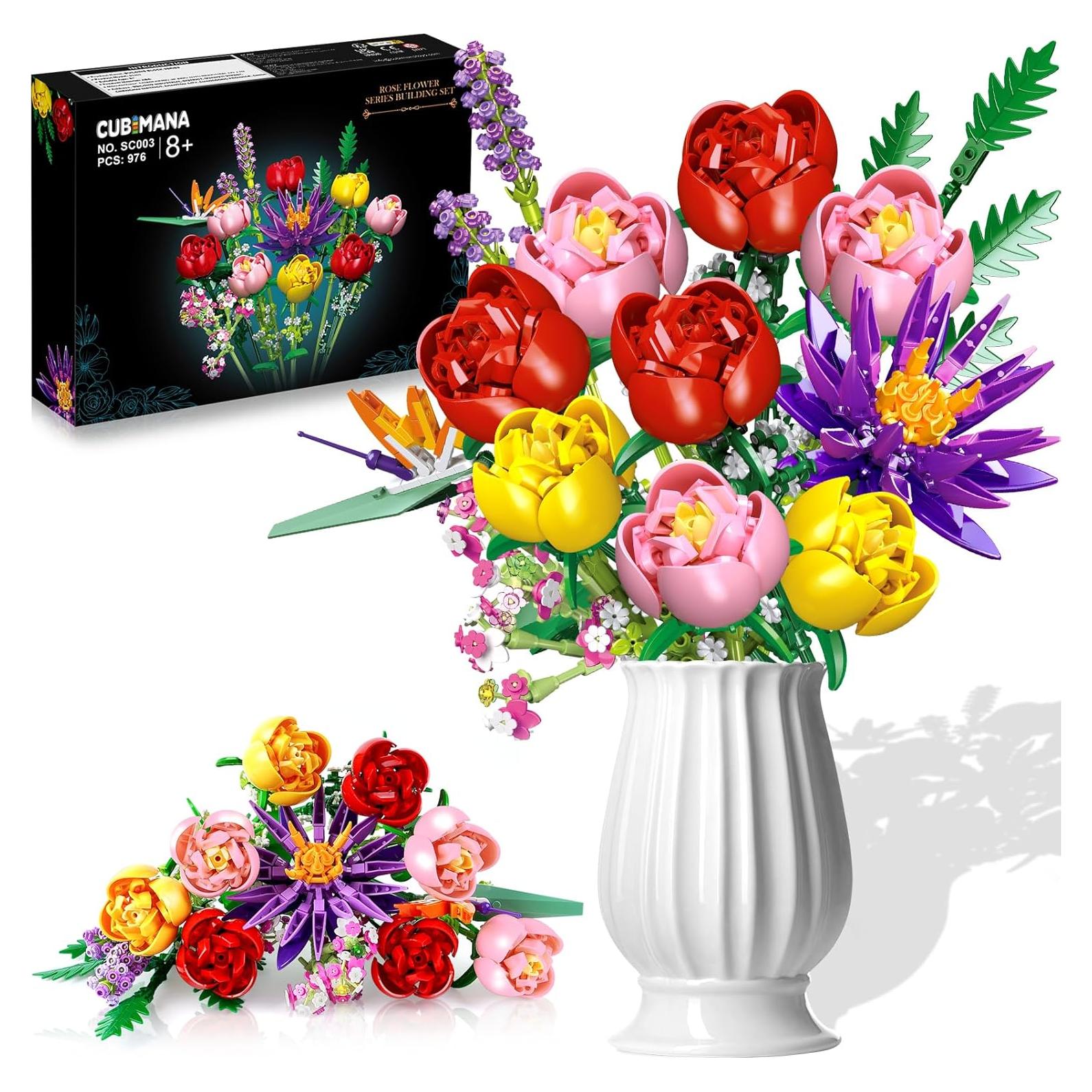 Juego de Construcción de Ramo de Flores CUBIMANA 976 Piezas