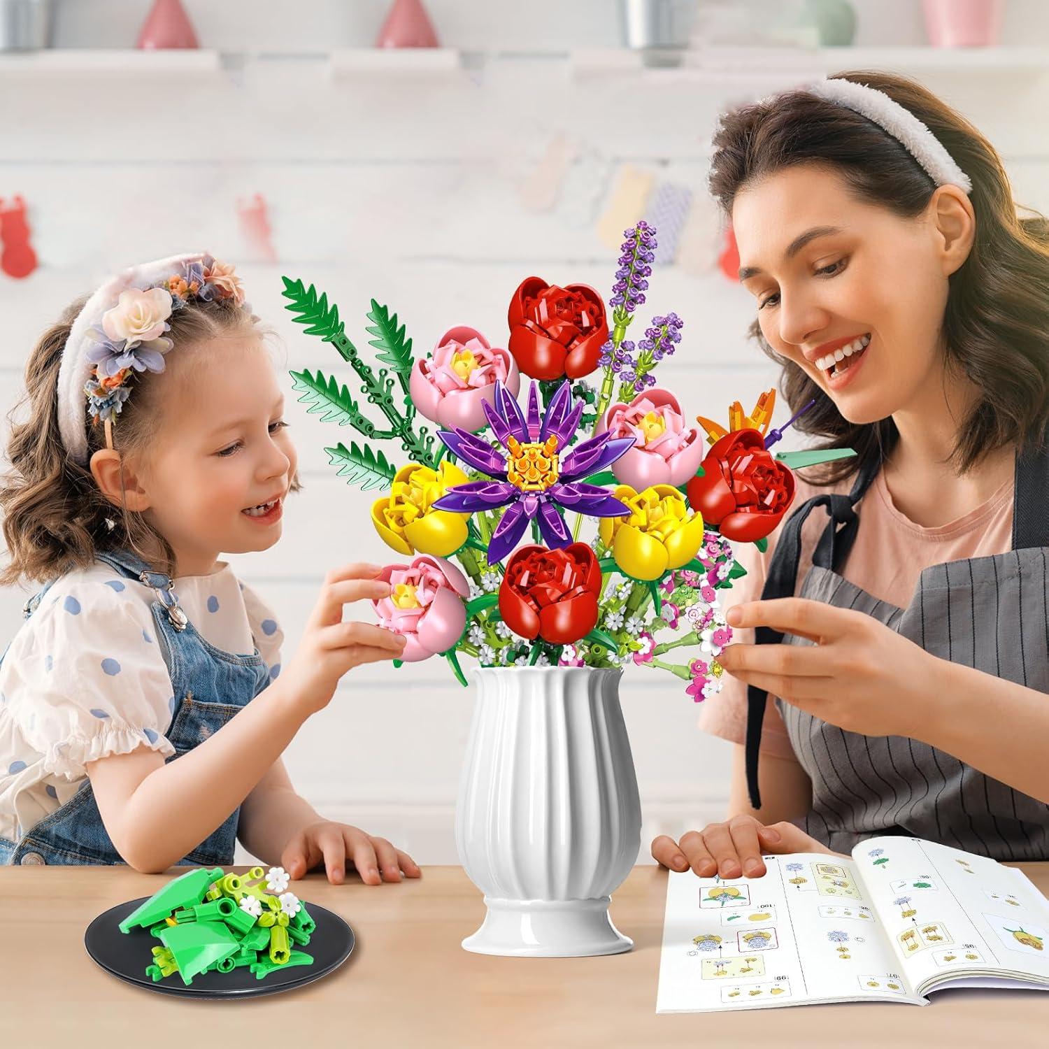 Juego de Construcción de Ramo de Flores CUBIMANA 976 Piezas