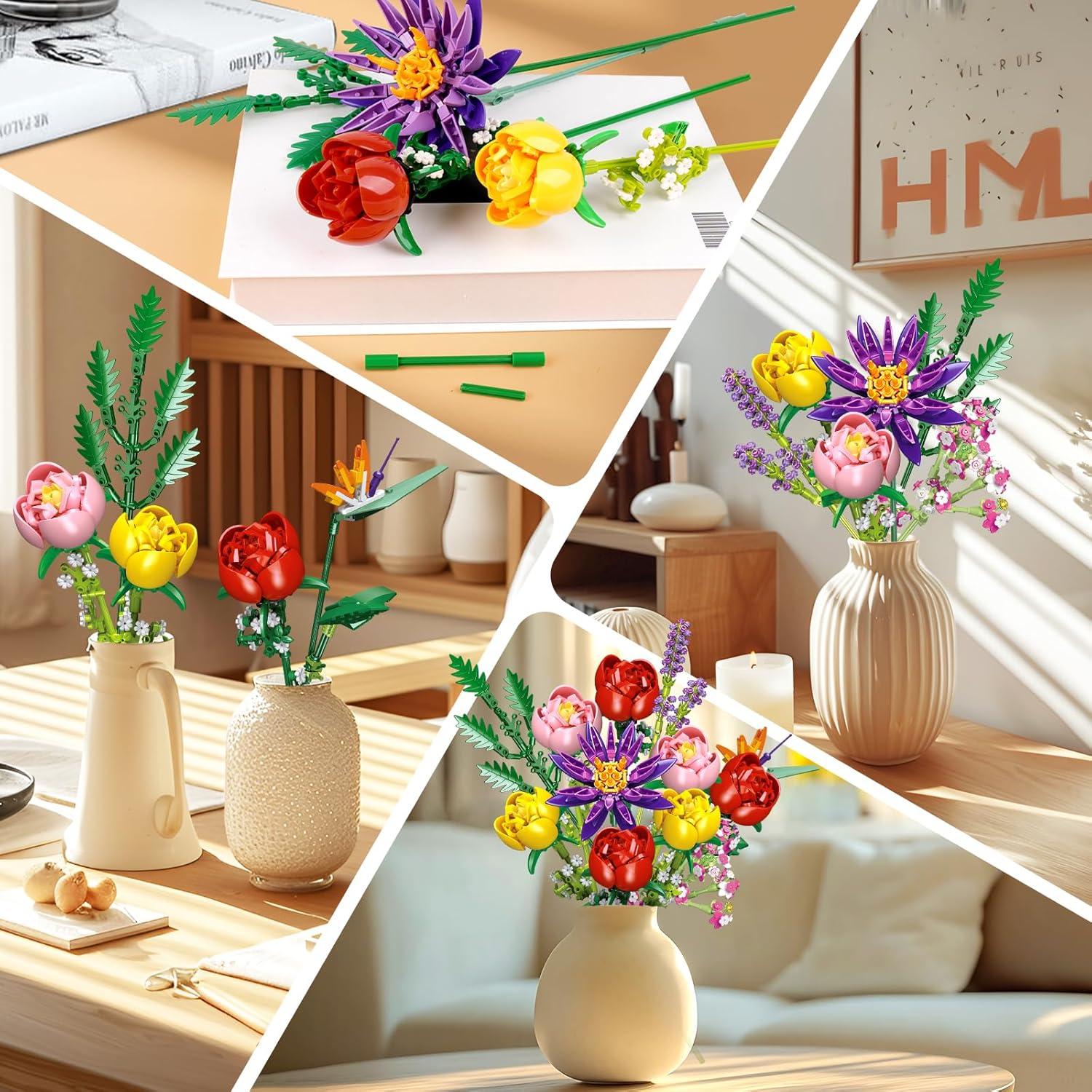 Juego de Construcción de Ramo de Flores CUBIMANA 976 Piezas