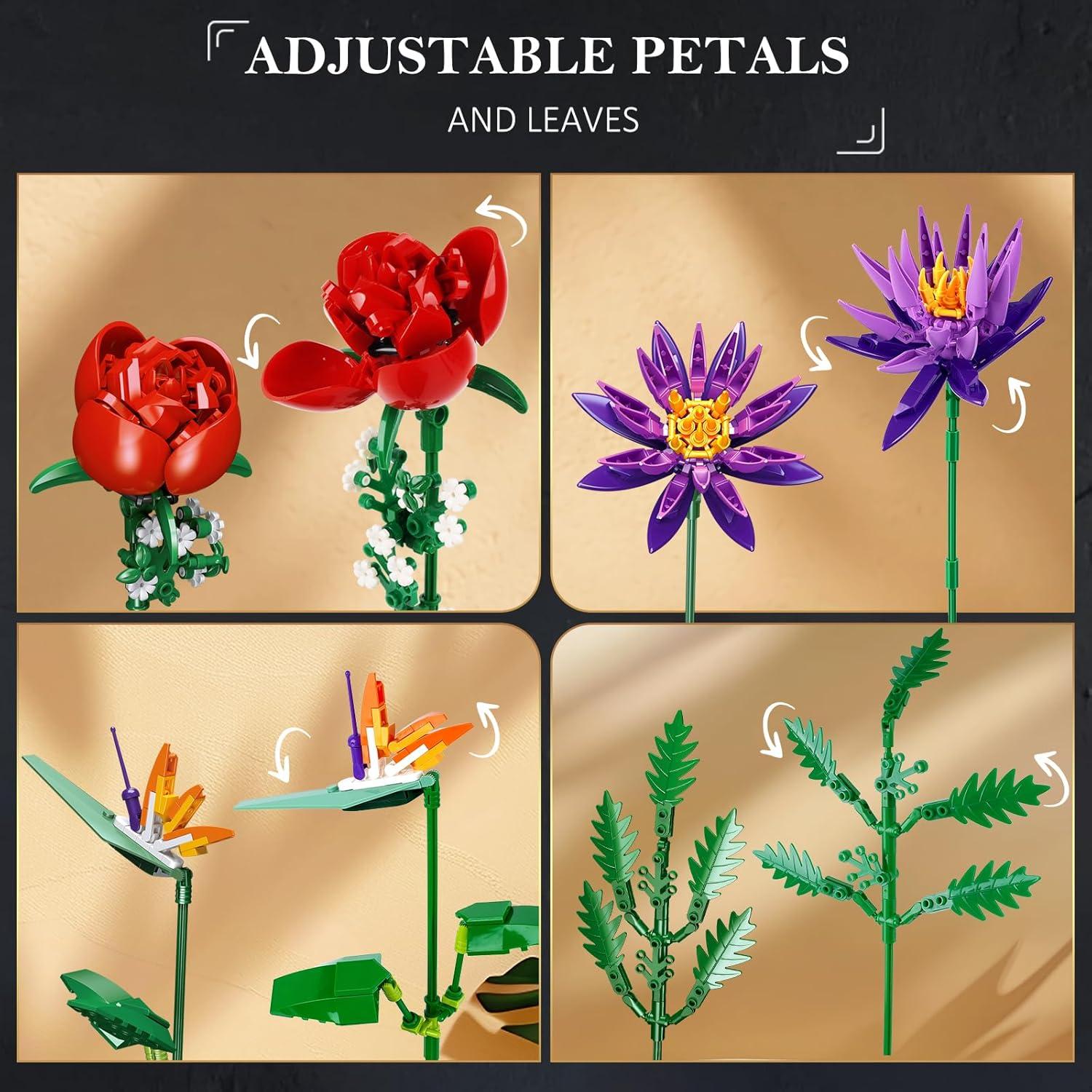 Juego de Construcción de Ramo de Flores CUBIMANA 976 Piezas