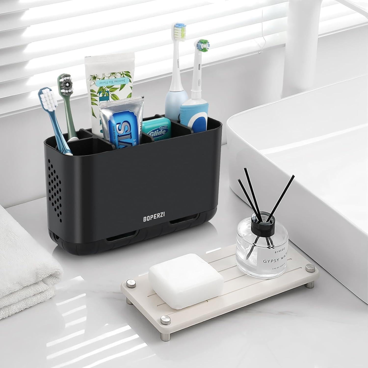 Soporte para Cepillos de Dientes Boperzi Negro 6 Compartimentos