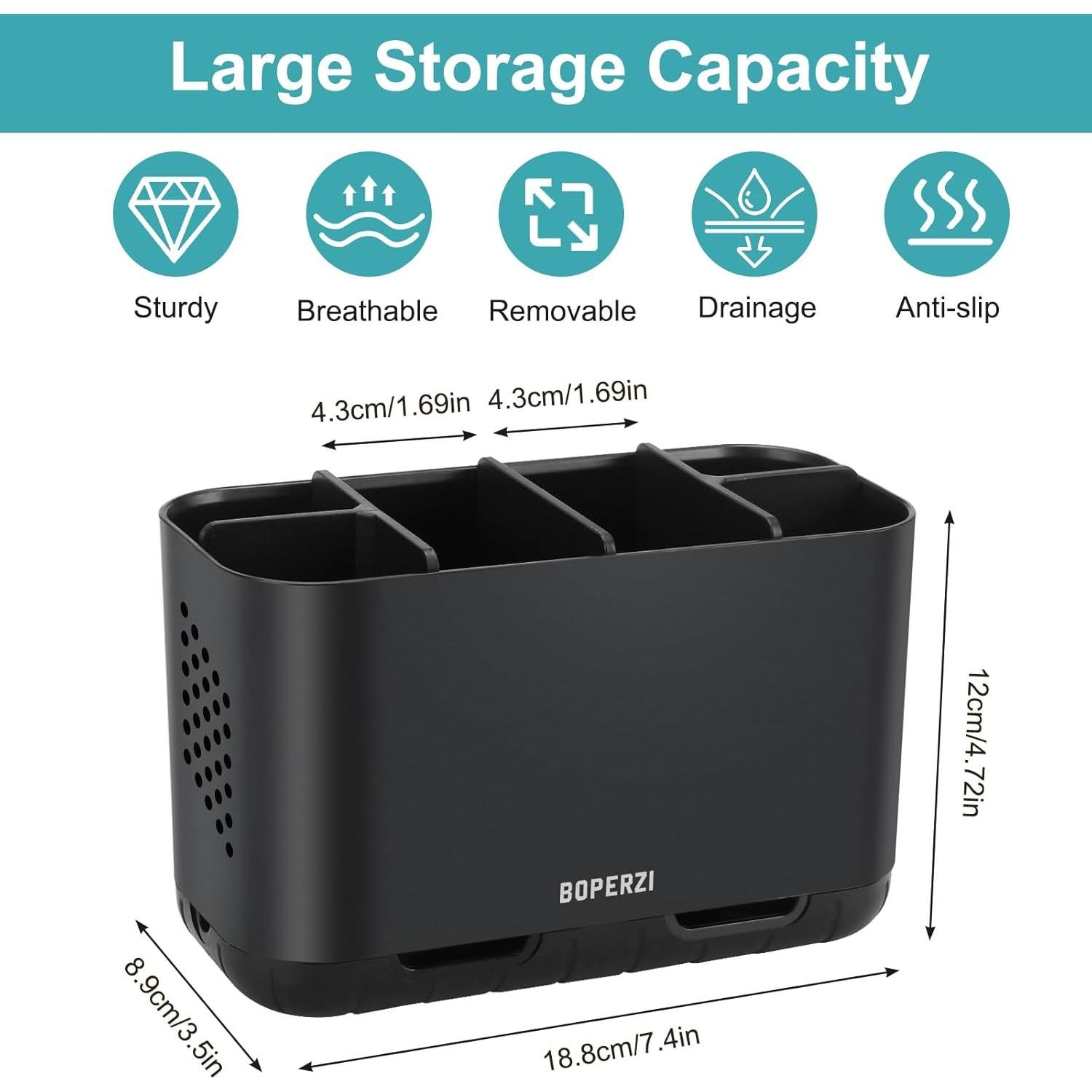 Soporte para Cepillos de Dientes Boperzi Negro 6 Compartimentos