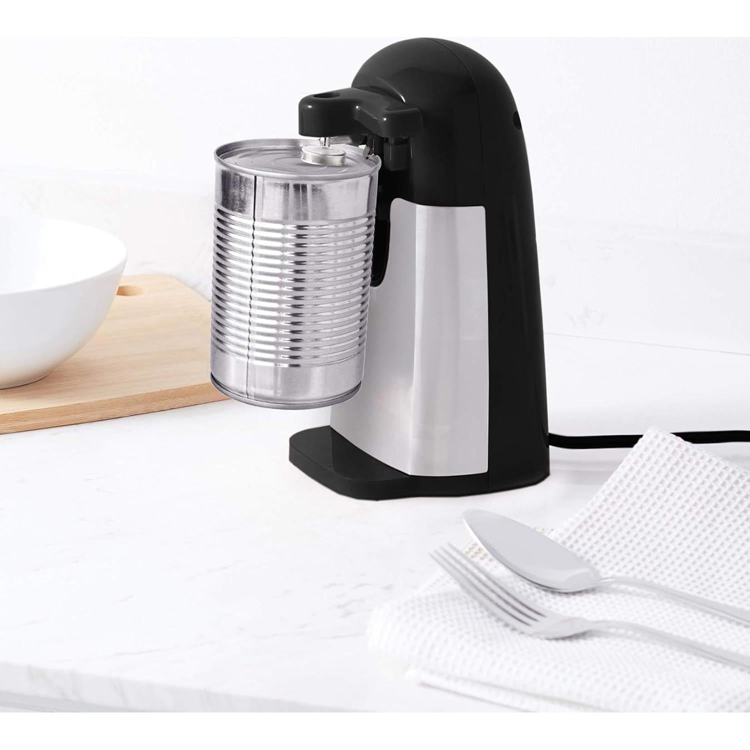 Abrelatas Eléctrico Amazon Basics 3-en-1 Automático 50W Negro