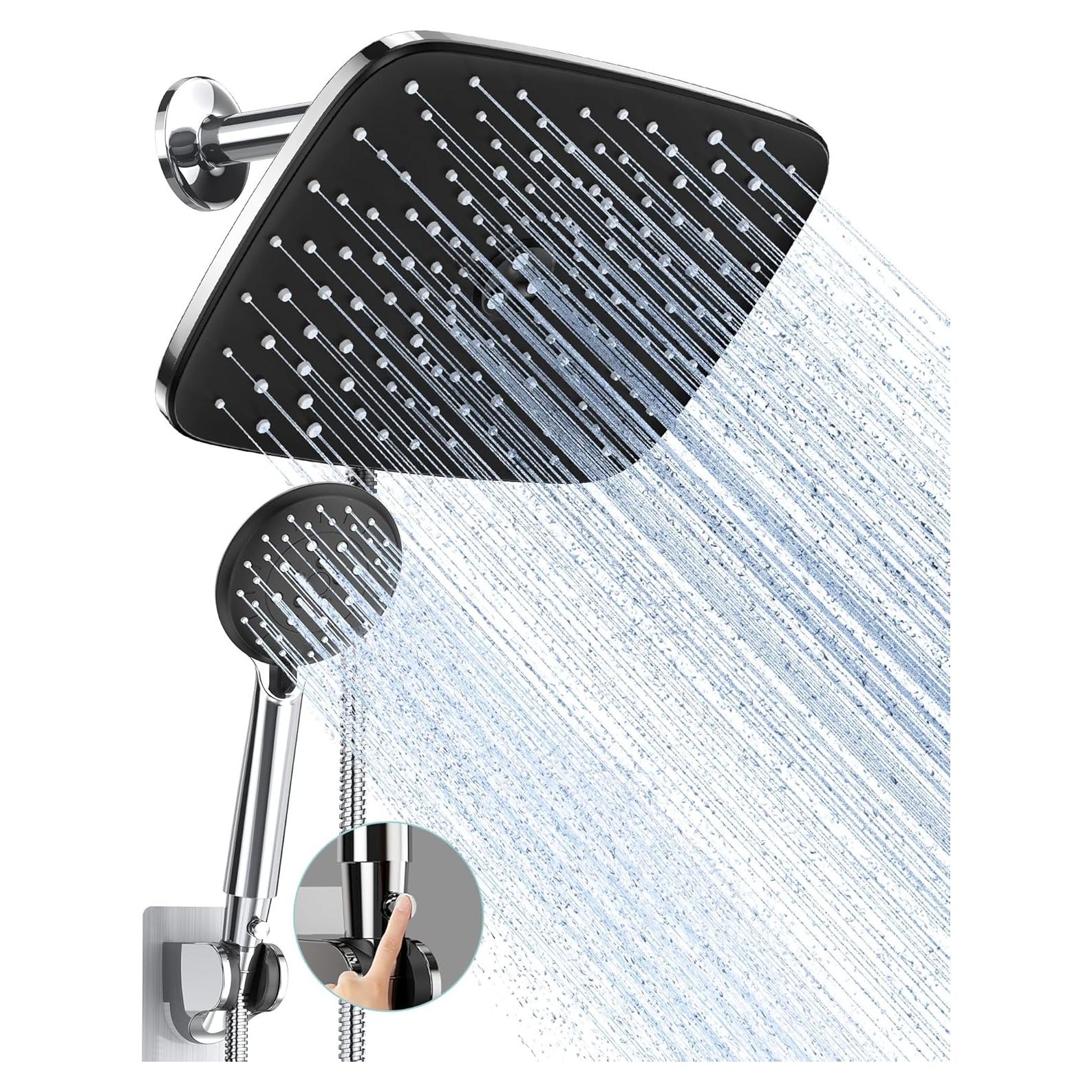 Cabezal de Ducha Veken 30 cm Rectangular con Manguera 178 cm