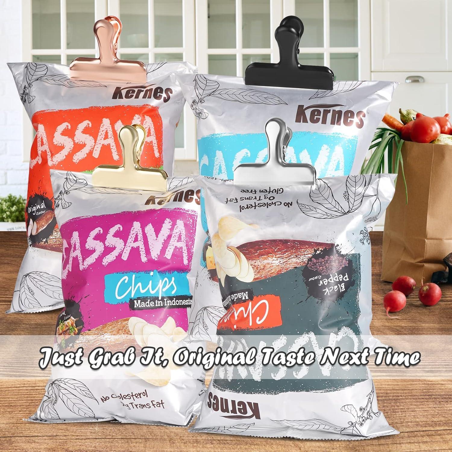 6 Clips de Bolsa Negros ANZNKU de Acero Inoxidable 7.7 cm