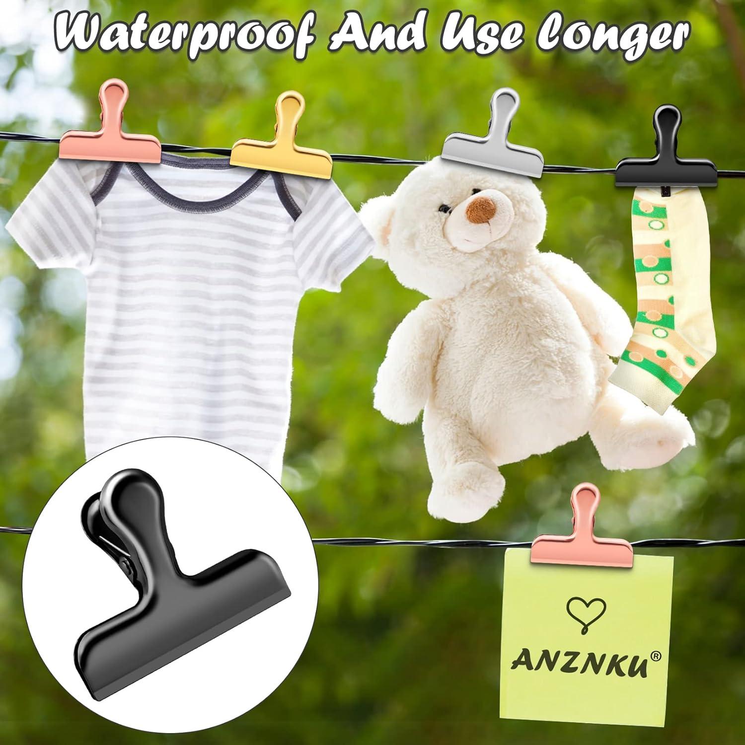 6 Clips de Bolsa Negros ANZNKU de Acero Inoxidable 7.7 cm