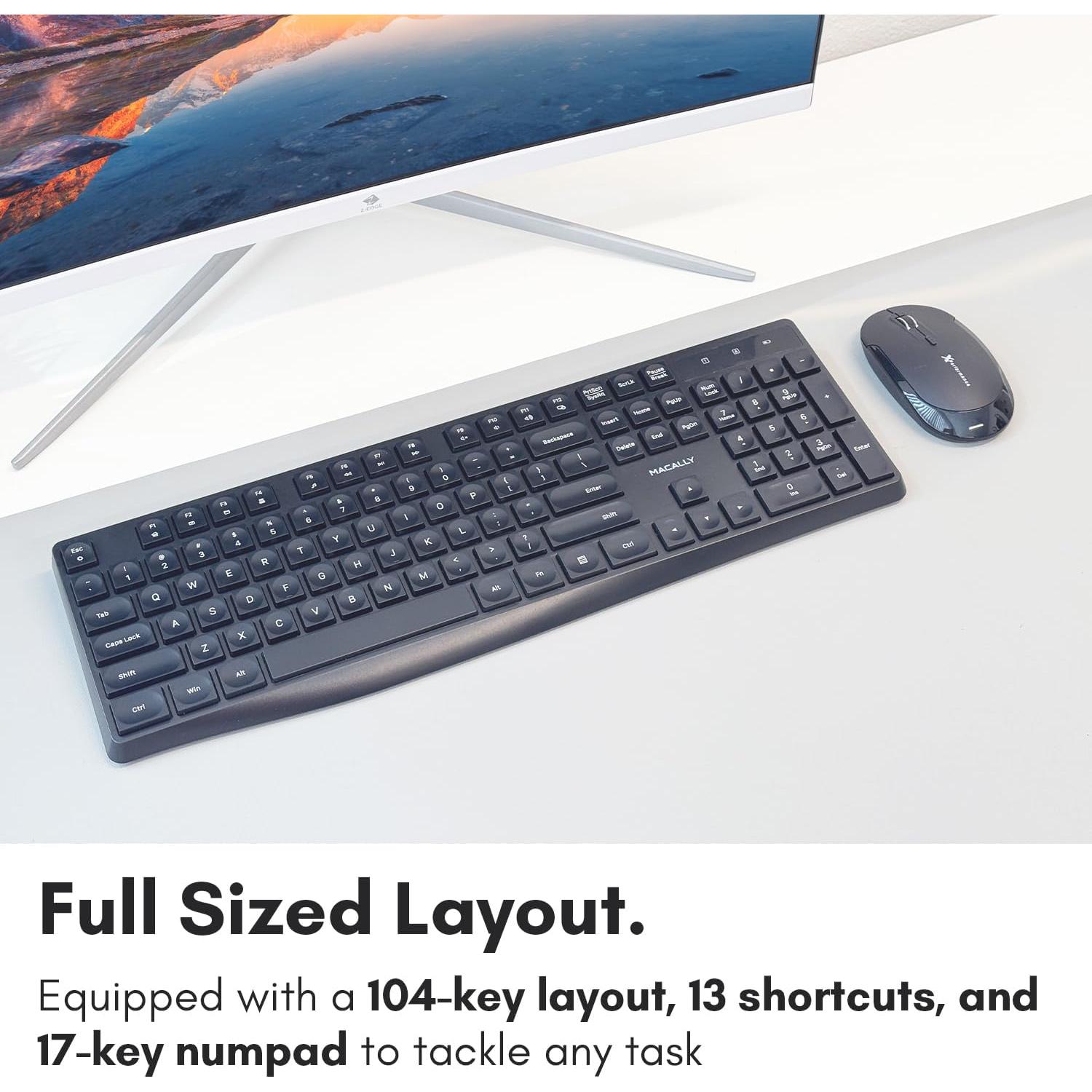 Teclado Inalámbrico Macally RFJJKEY | Tamaño Completo, Silencioso