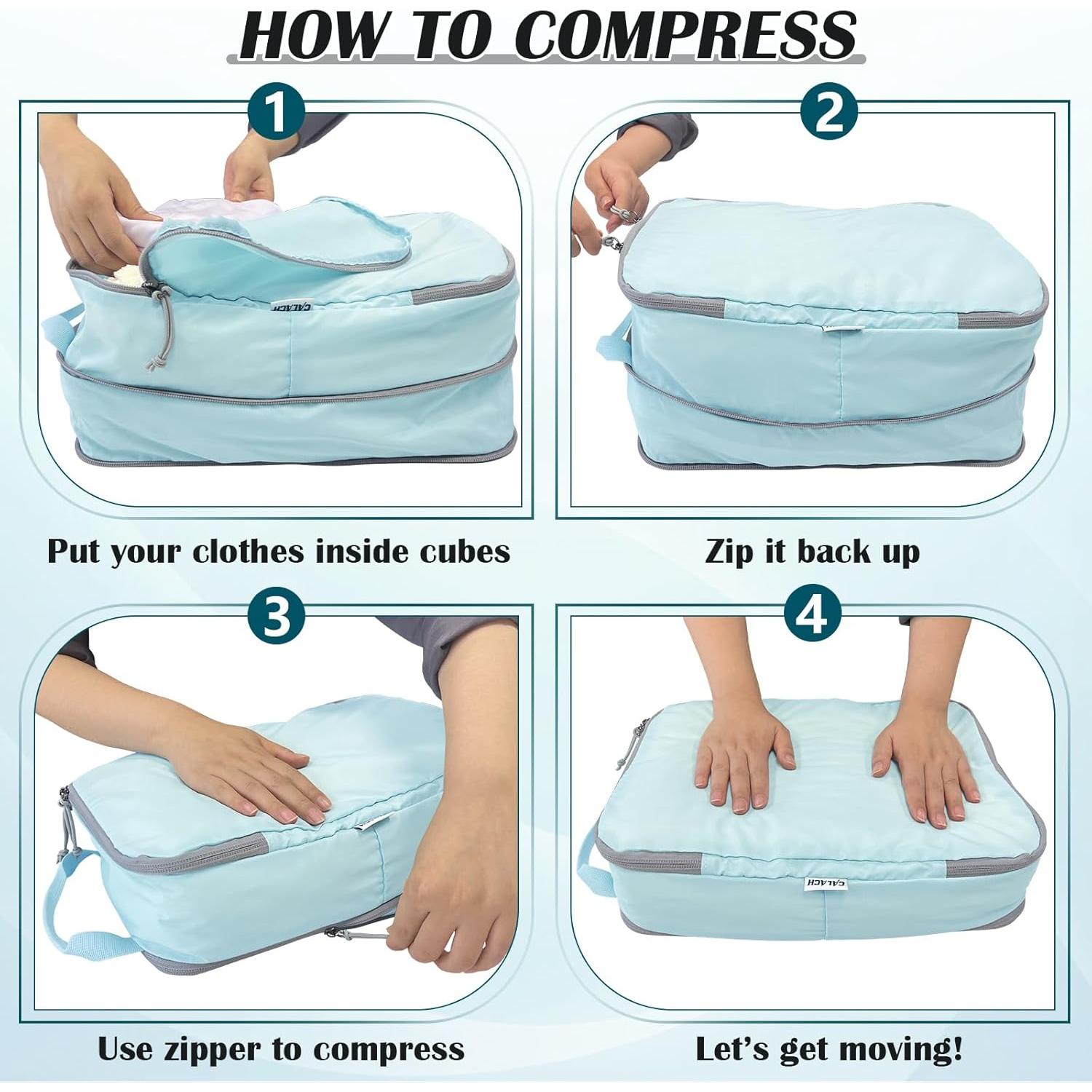 Cubos de Compresión Grandes CALACH para Viajar 38x26.7 cm