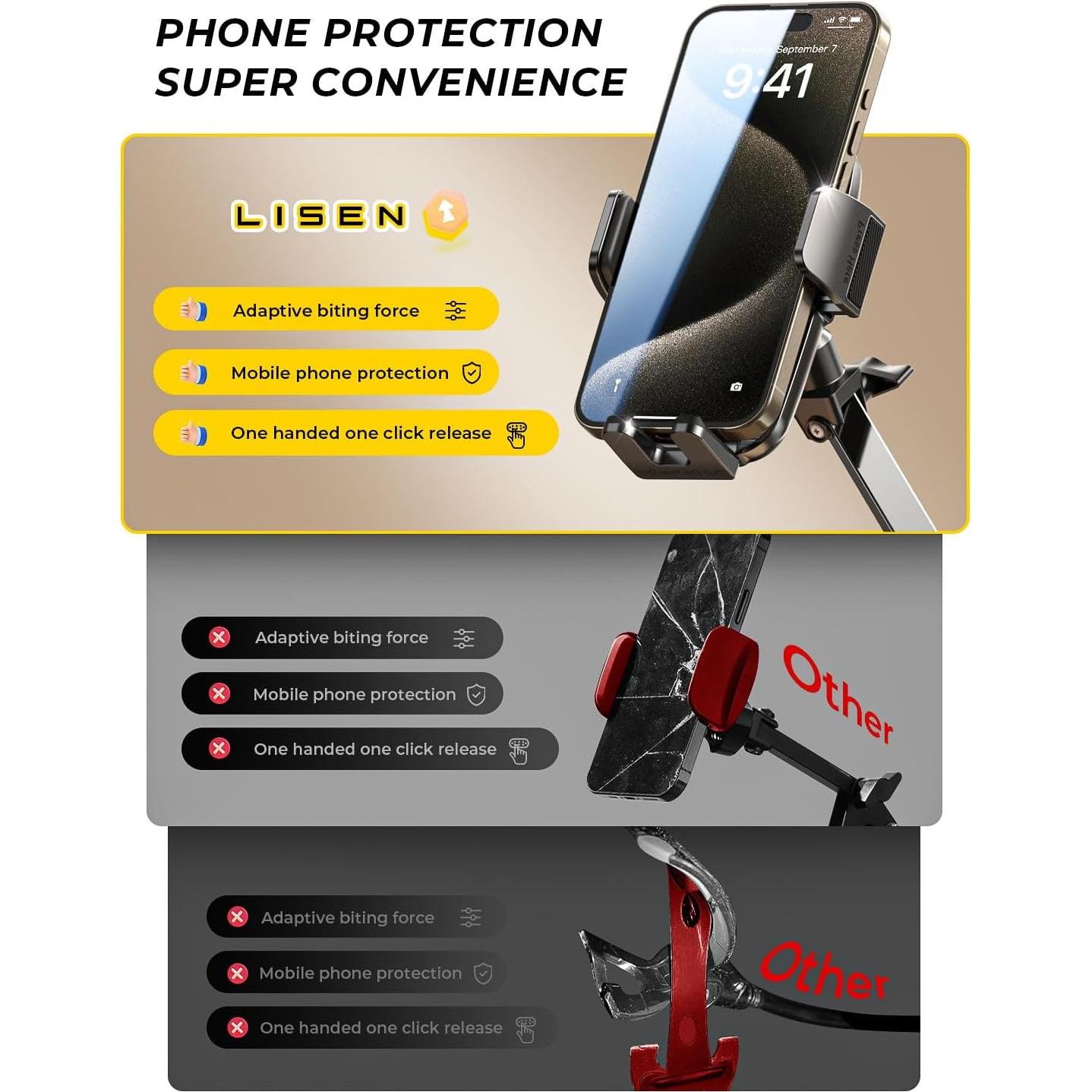 Soporte para Teléfono LISEN 3ra Generación Flexible Negro