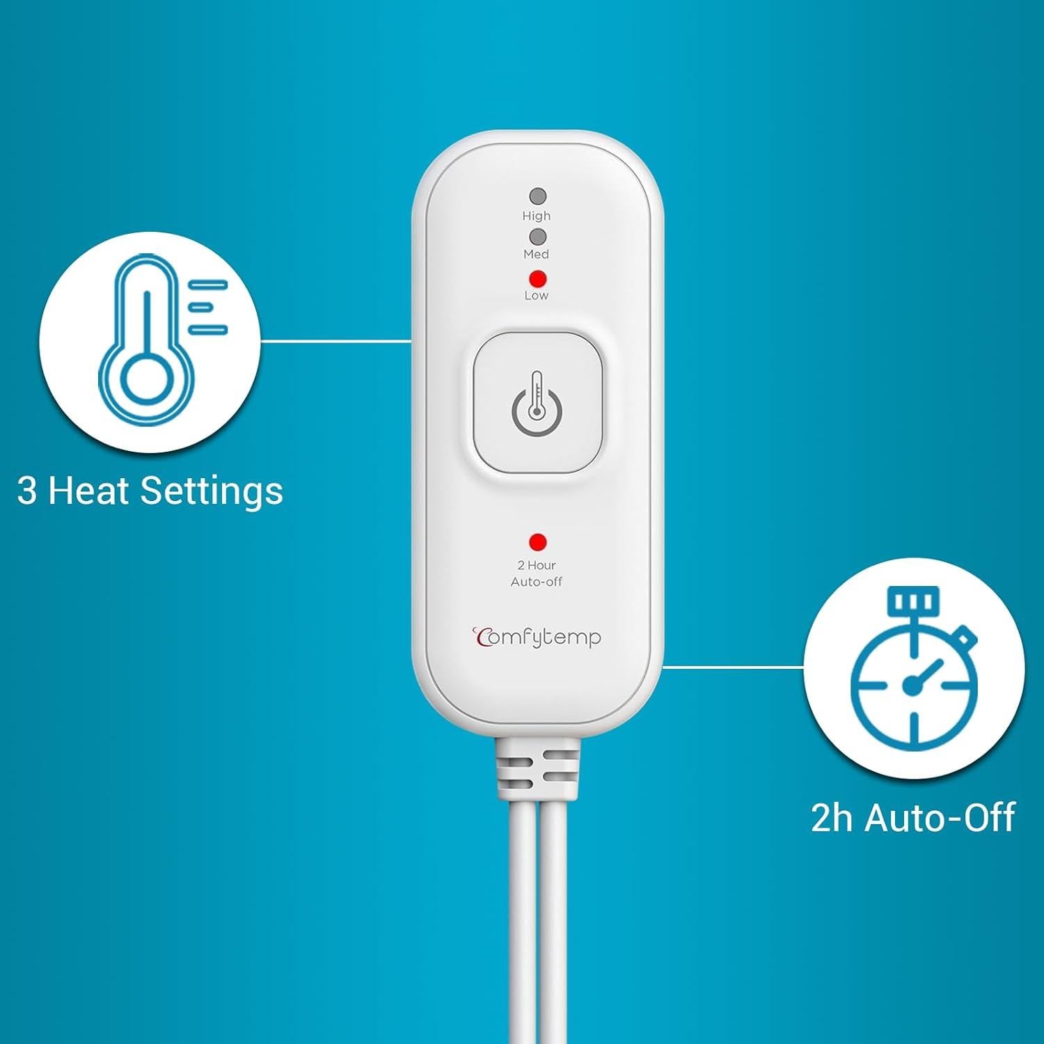 Almohadilla Térmica Eléctrica Comfytemp 60x30cm Azul