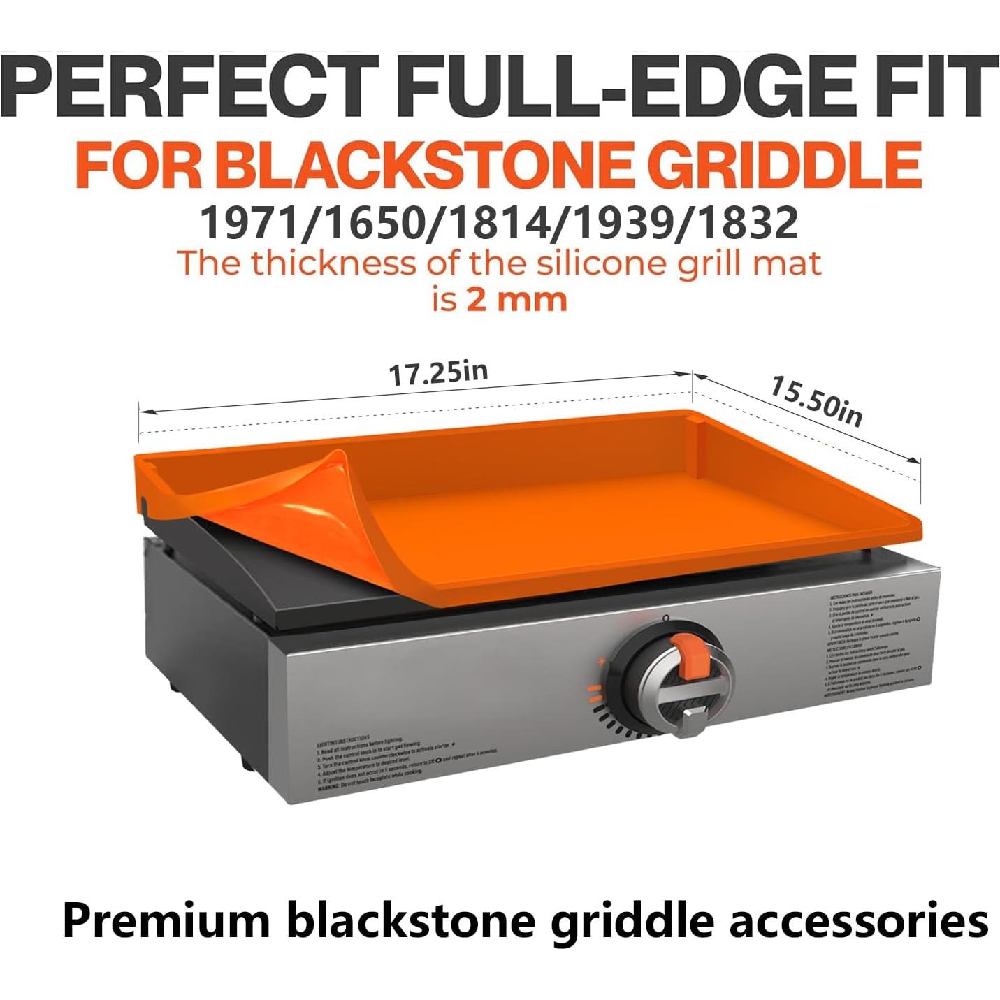 Silicone Griddle Cover Mat for Blackstone: Grill Accessories 17 inch Full Wrap-Around Griddle Flat Top Cover Food-Grade Protection Grill Buddy Mats