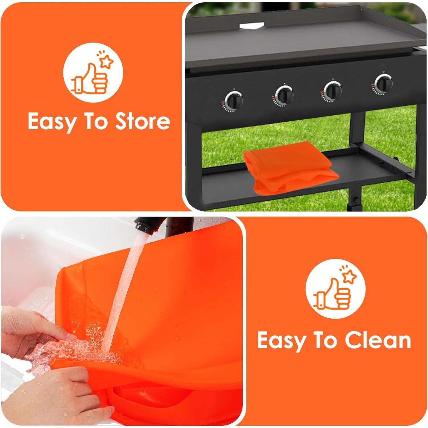 Silicone Griddle Cover Mat for Blackstone: Grill Accessories 17 inch Full Wrap-Around Griddle Flat Top Cover Food-Grade Protection Grill Buddy Mats