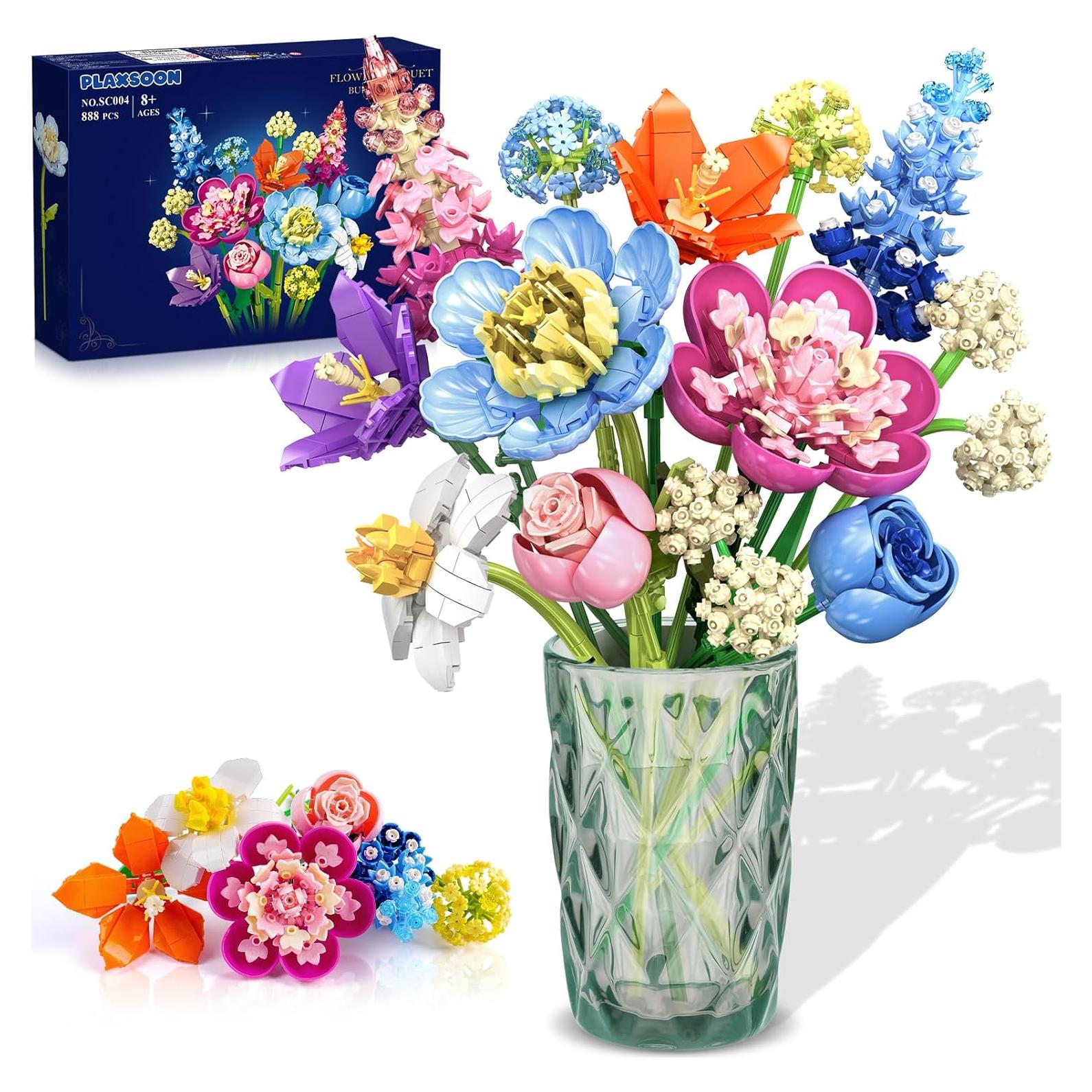 Juego de Construcción de Flores PLAXSOON 888 Piezas Decorativas