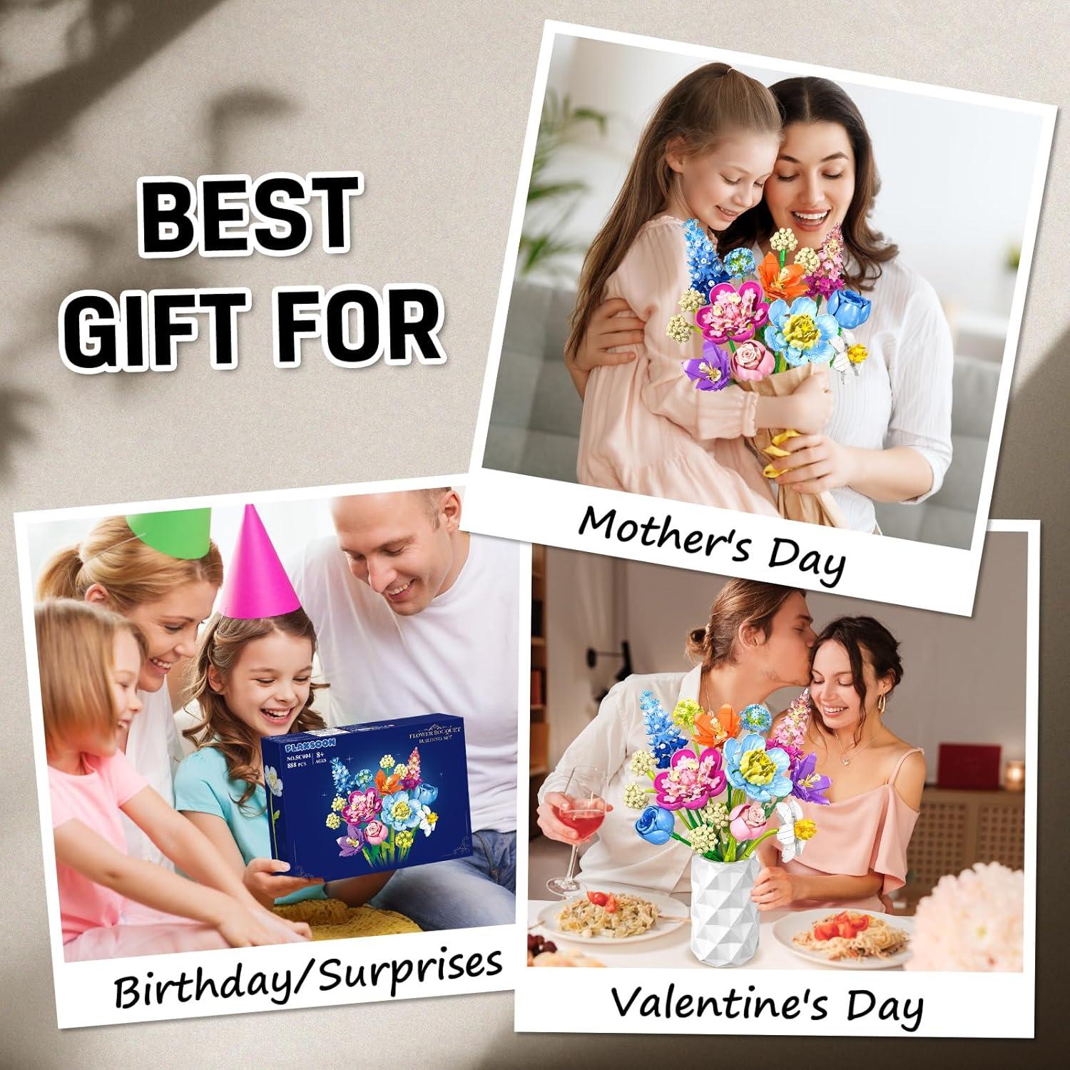 Juego de Construcción de Flores PLAXSOON 888 Piezas Decorativas