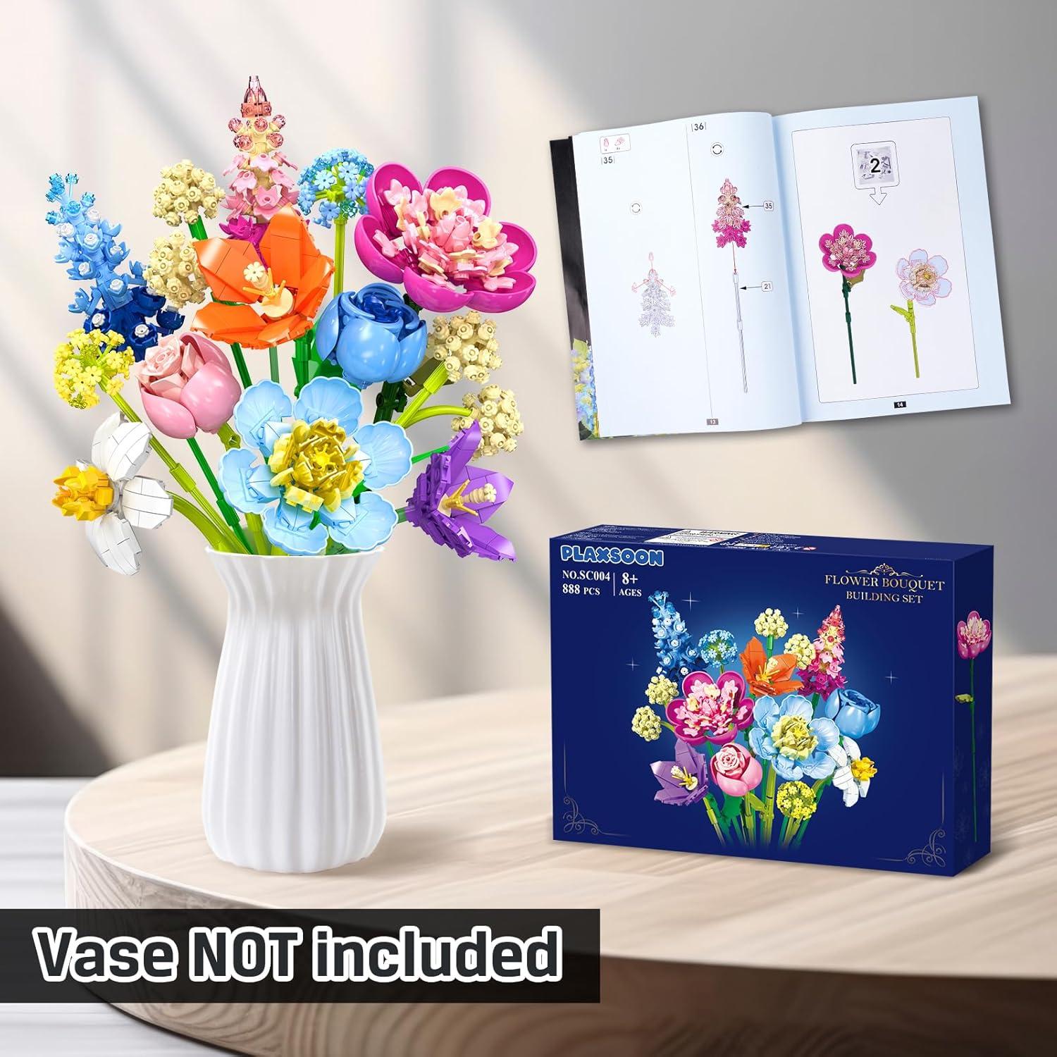 Juego de Construcción de Flores PLAXSOON 888 Piezas Decorativas