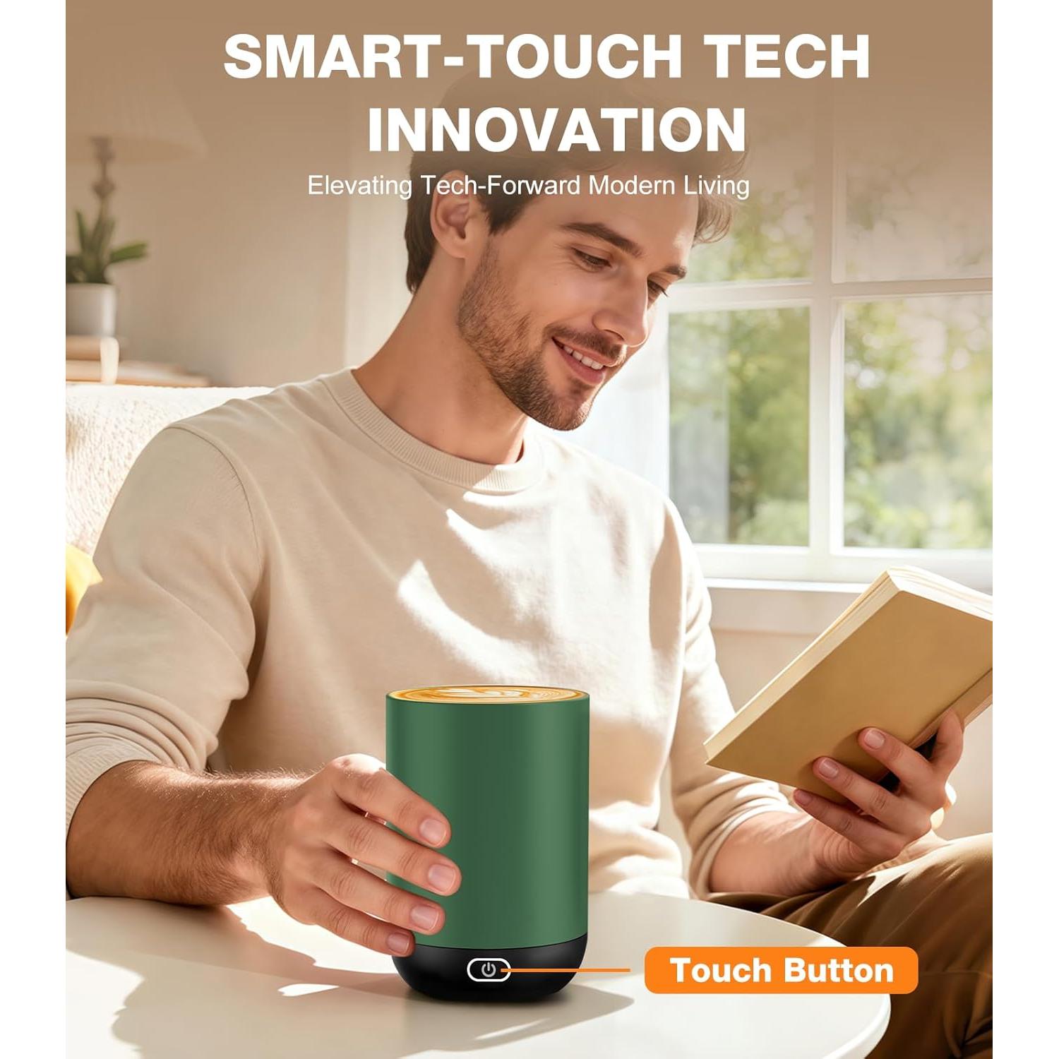 Taza de café autocalentable Kepwam 16oz Verde Bosque