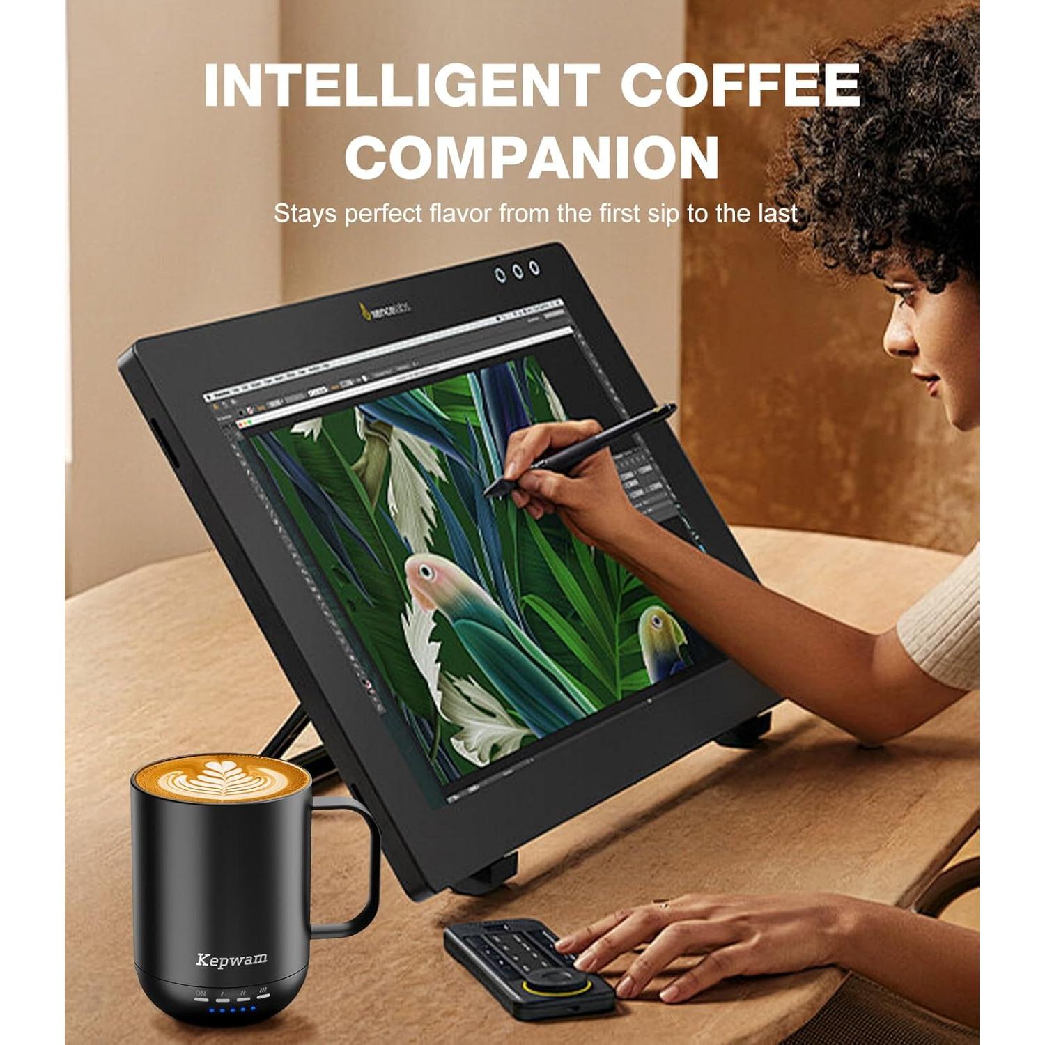 Taza de café calefaccionada Kepwam 14 oz Control Táctil