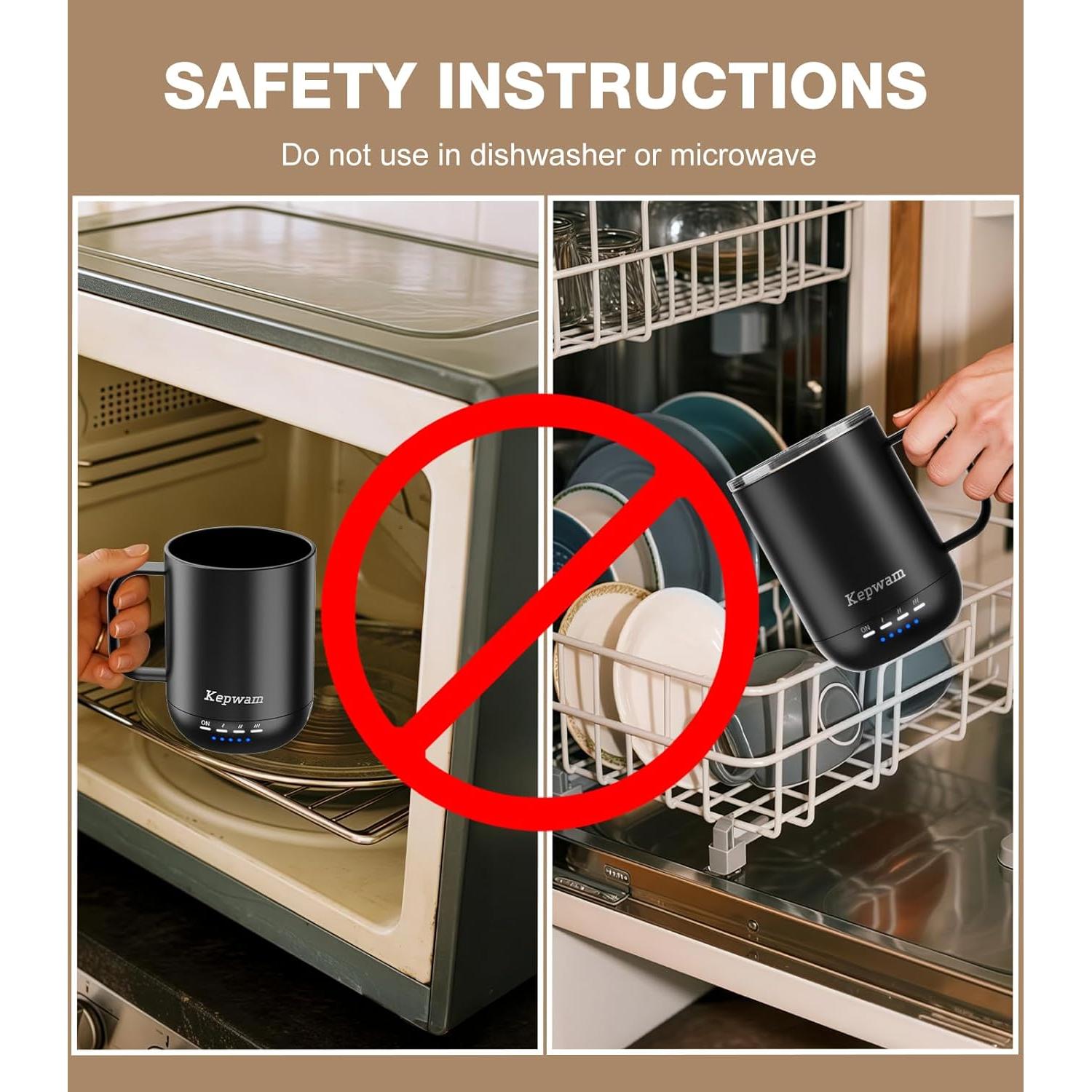 Taza de café calefaccionada Kepwam 14 oz Control Táctil