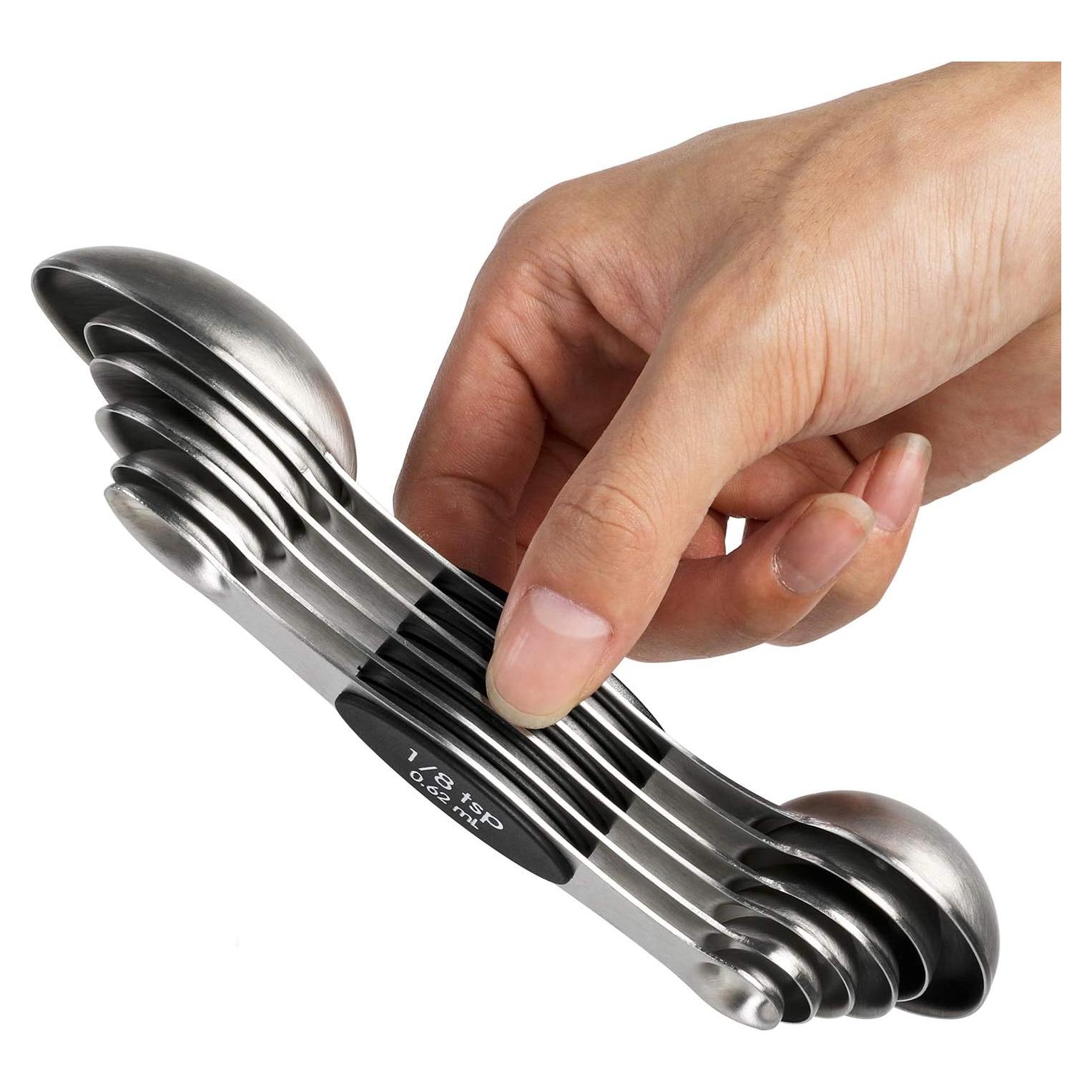 Juego de Cucharas Medidoras Magnéticas YellRin 6 Piezas Acero Inoxidable