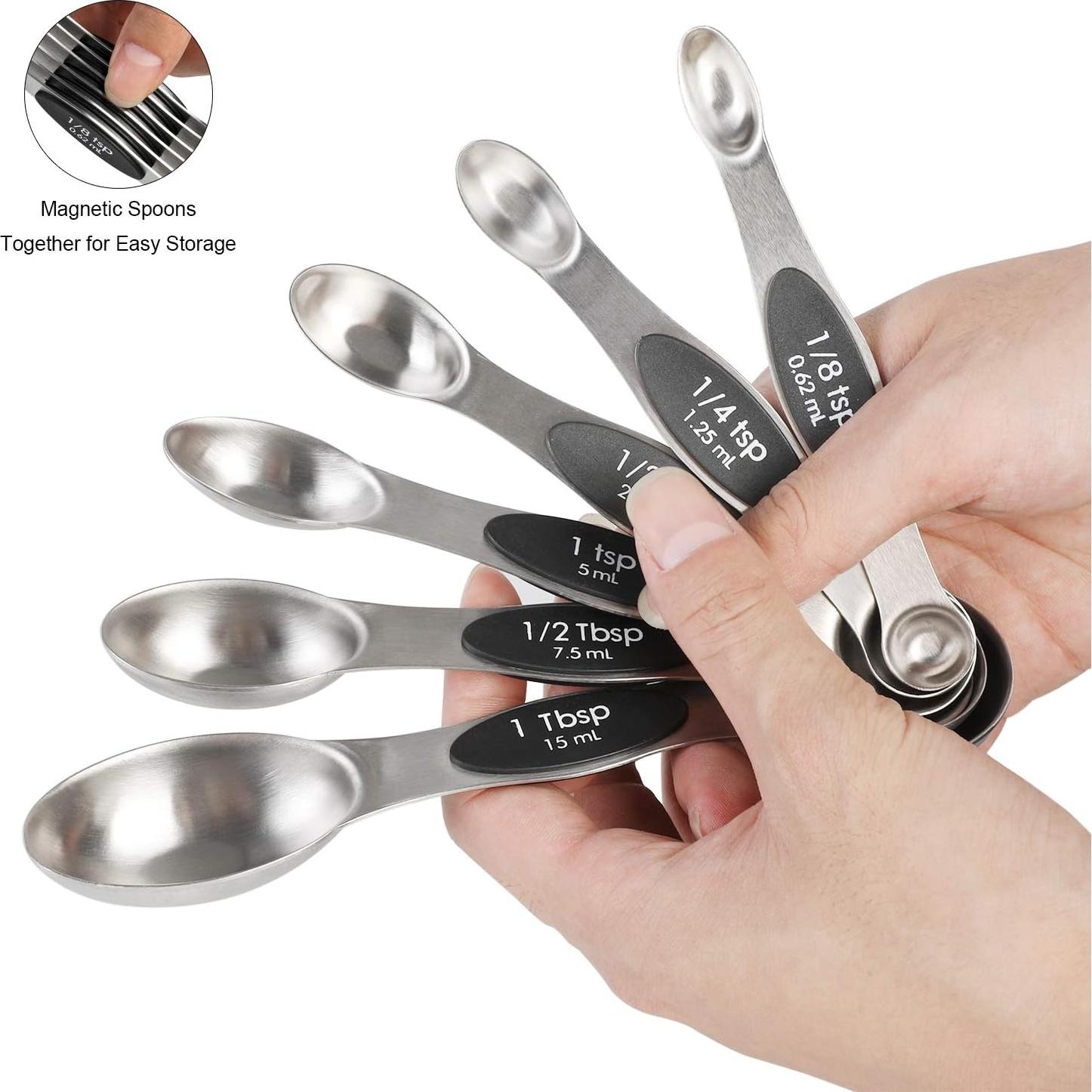 Juego de Cucharas Medidoras Magnéticas YellRin 6 Piezas Acero Inoxidable