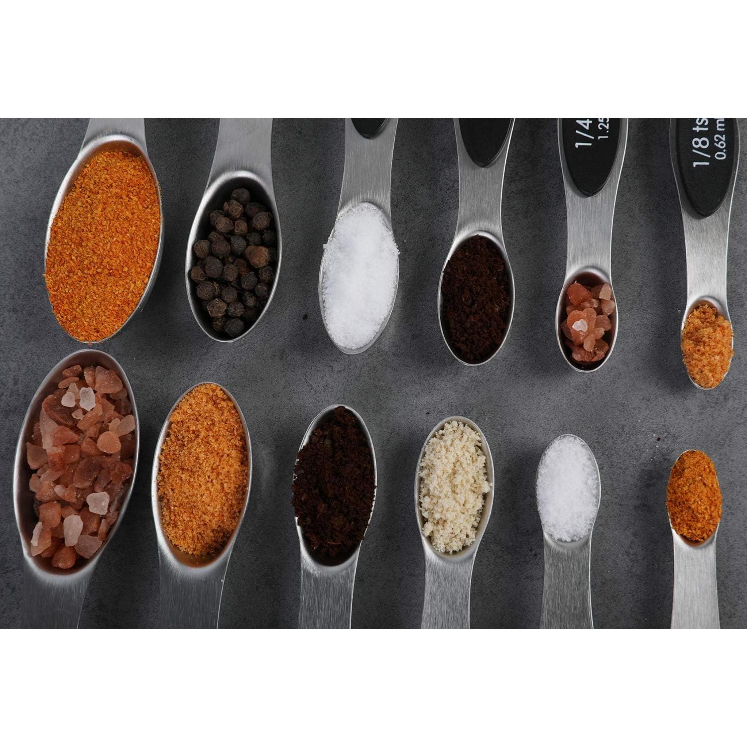Juego de Cucharas Medidoras Magnéticas YellRin 6 Piezas Acero Inoxidable