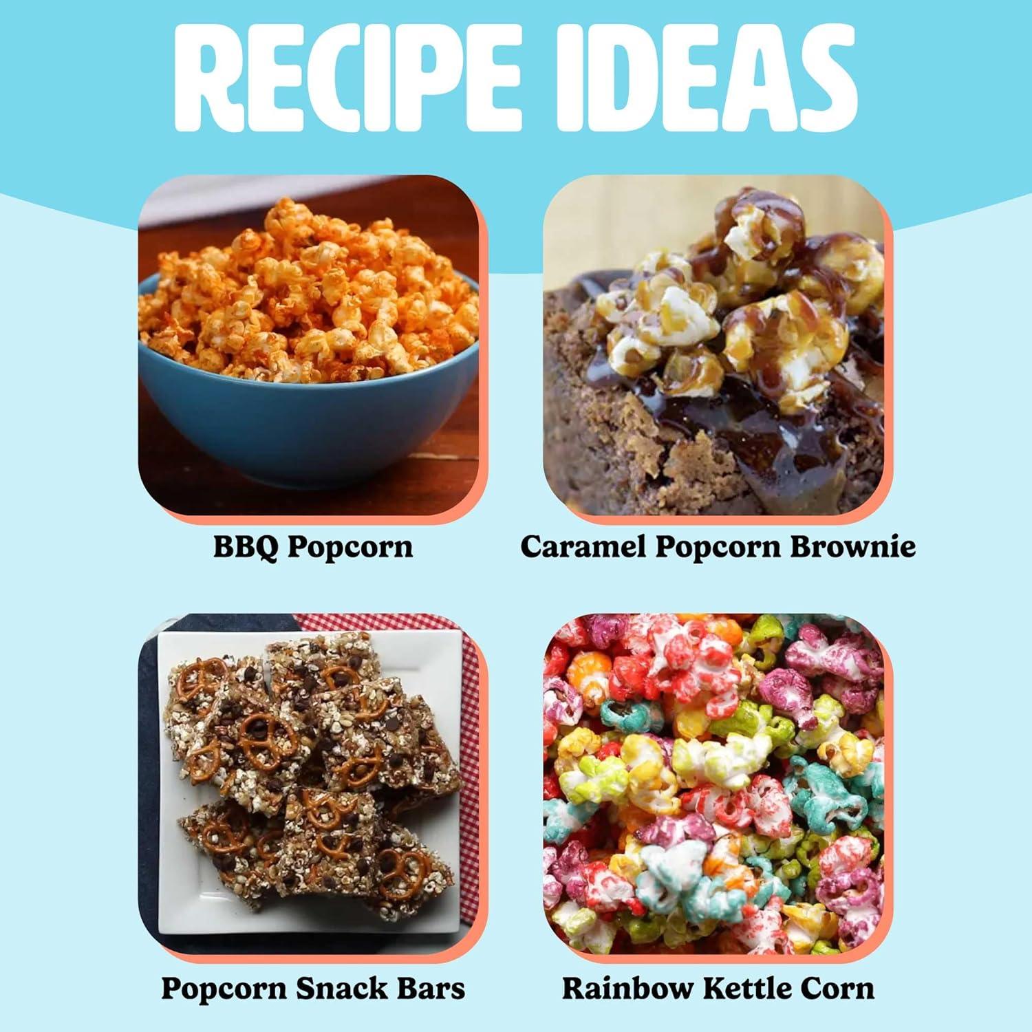 Hot Air Popcorn Popper, Healthy and Delicious Popcorn in Minutes, Fast and Easy-to-Use, Built-In Measuring Cup and Butter Warmer, 8 Cups, Aqua