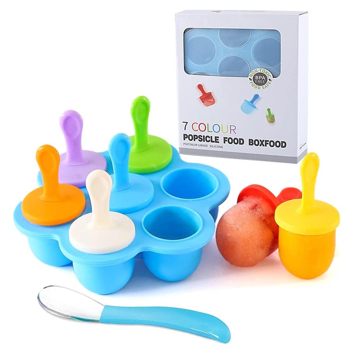 Molde de Paletas de Silicona JBYAMUS 7 Piezas Libre de BPA Azul