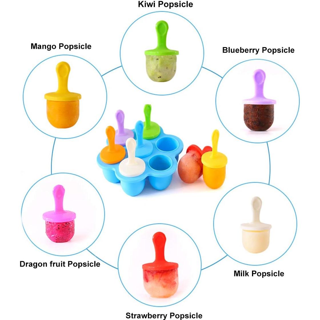 Molde de Paletas de Silicona JBYAMUS 7 Piezas Libre de BPA Azul