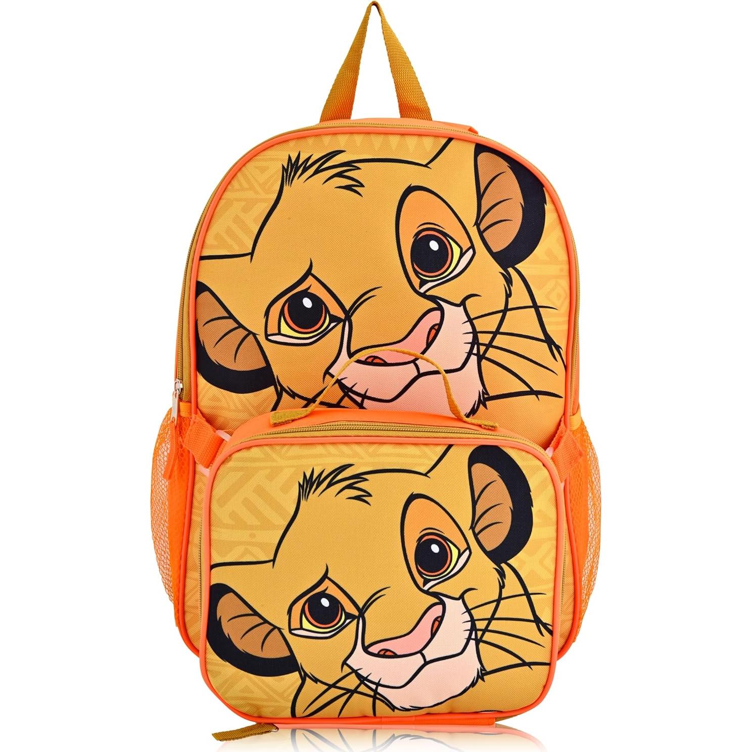 Mochila Disney El Rey León Amarilla + Lonchera Aislada