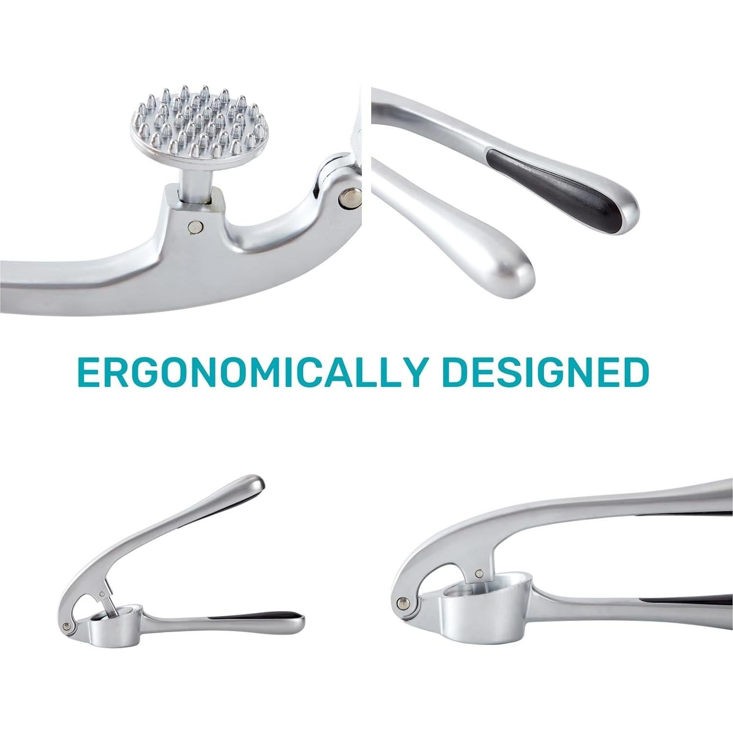 Prensa de Ajo HiramWare de Zinc Ergonómica Apta Lavavajillas