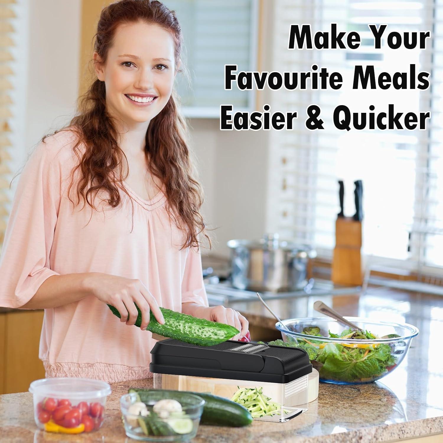 Picador de Verduras 12 en 1 SpaceHacks con 7 Cuchillas, Gris