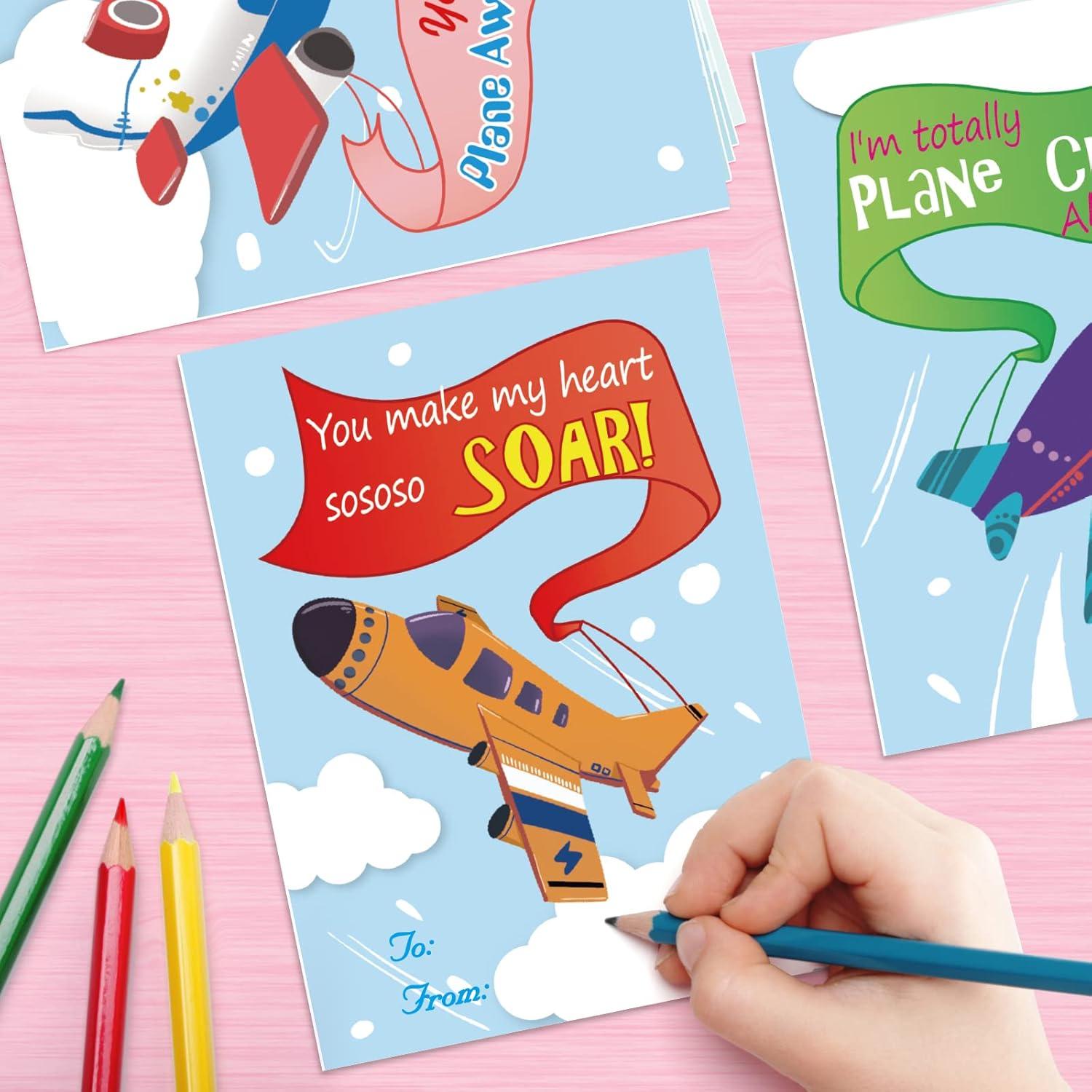 Tarjetas de Saludo San Valentín 28 Piezas Aviones SpringFlower