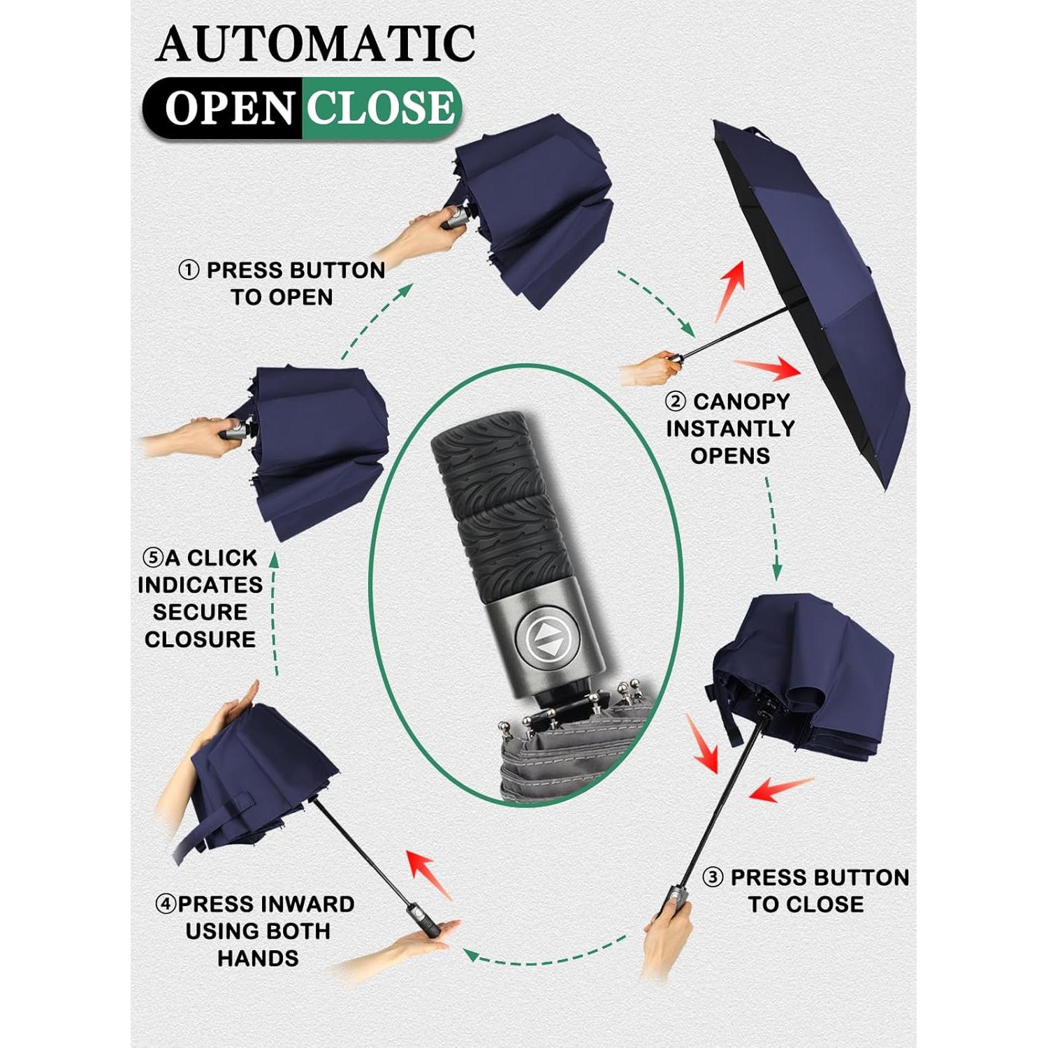 Paraguas Compacto Msentuo 116 cm Automático Impermeable