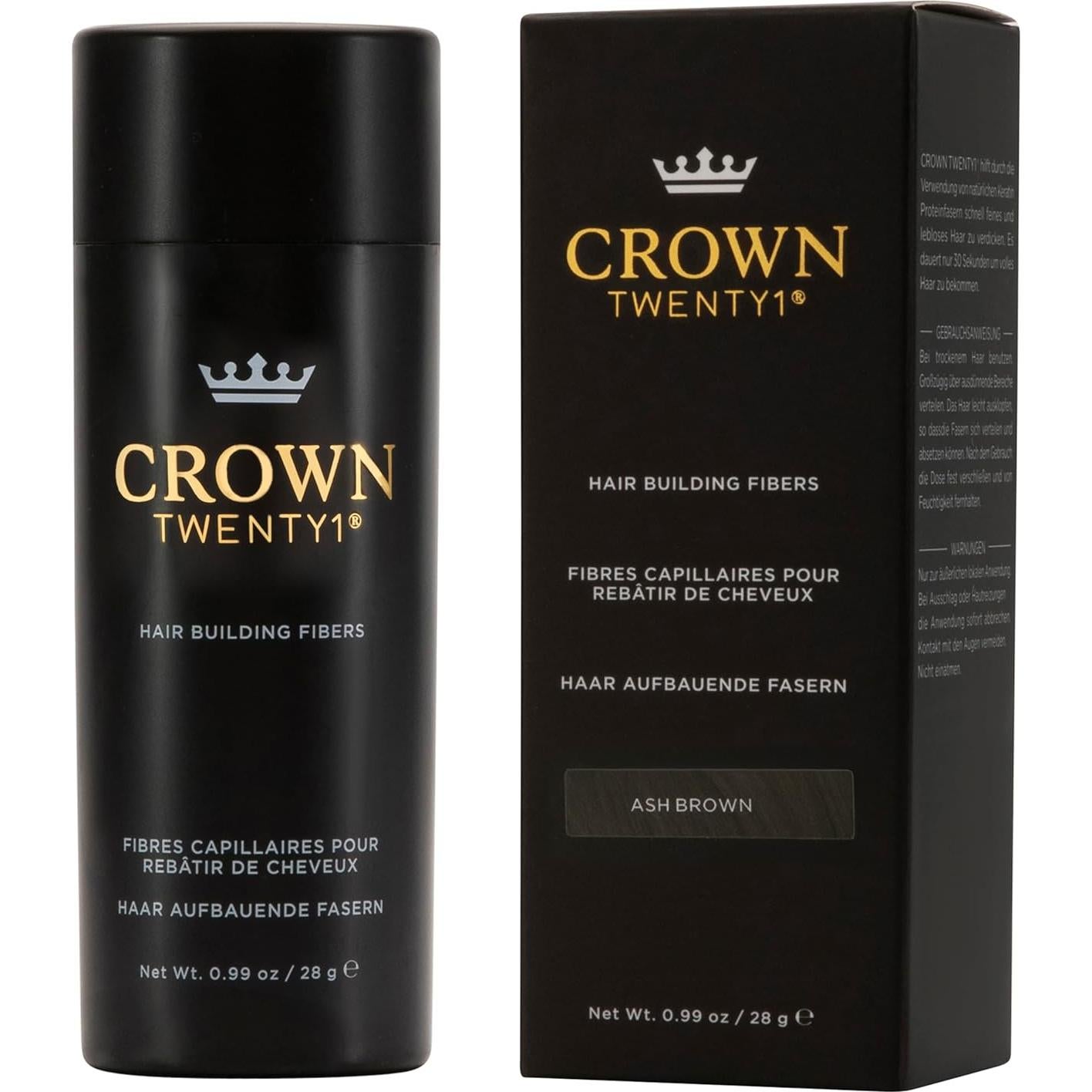 Fibra para Cabello CROWN 28g Marrón Ceniza - Corrector Natural