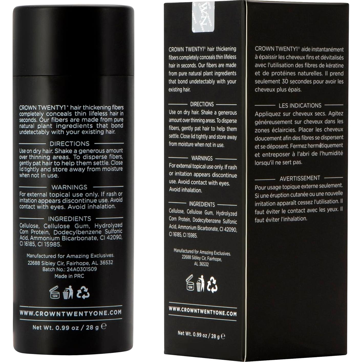 Fibra para Cabello CROWN 28g Marrón Ceniza - Corrector Natural