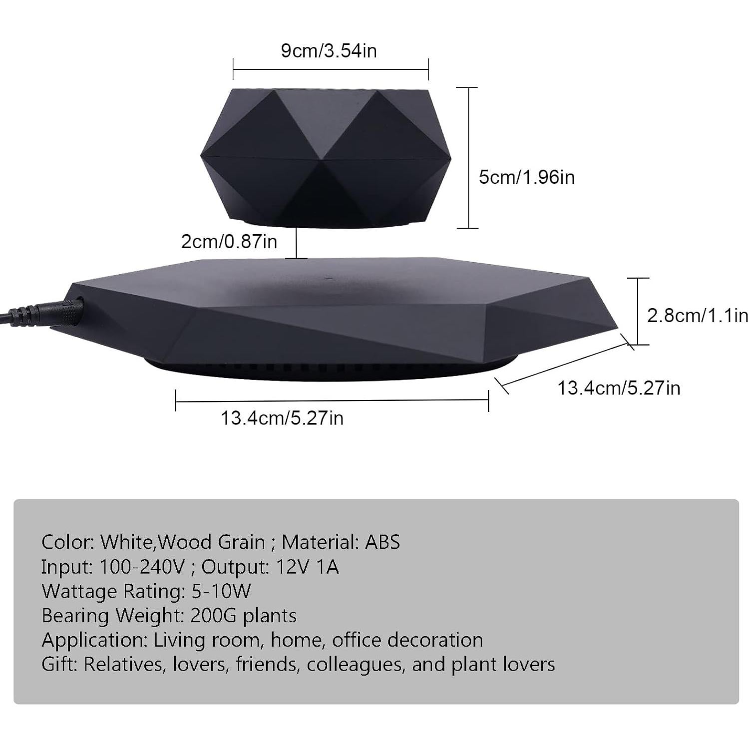 Maceta Flotante WUPYI Diamante Negra para Plantas de Aire