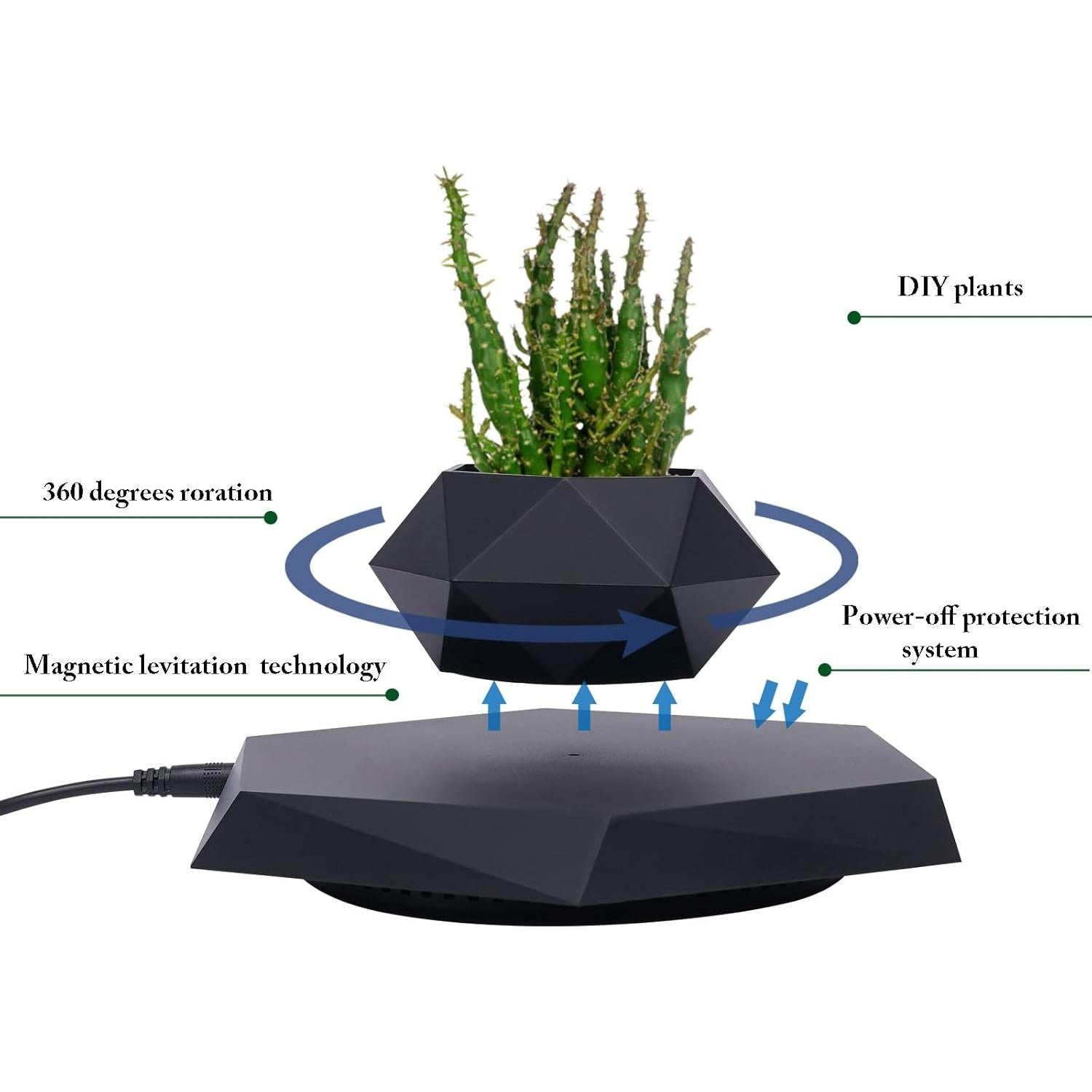 Maceta Flotante WUPYI Diamante Negra para Plantas de Aire