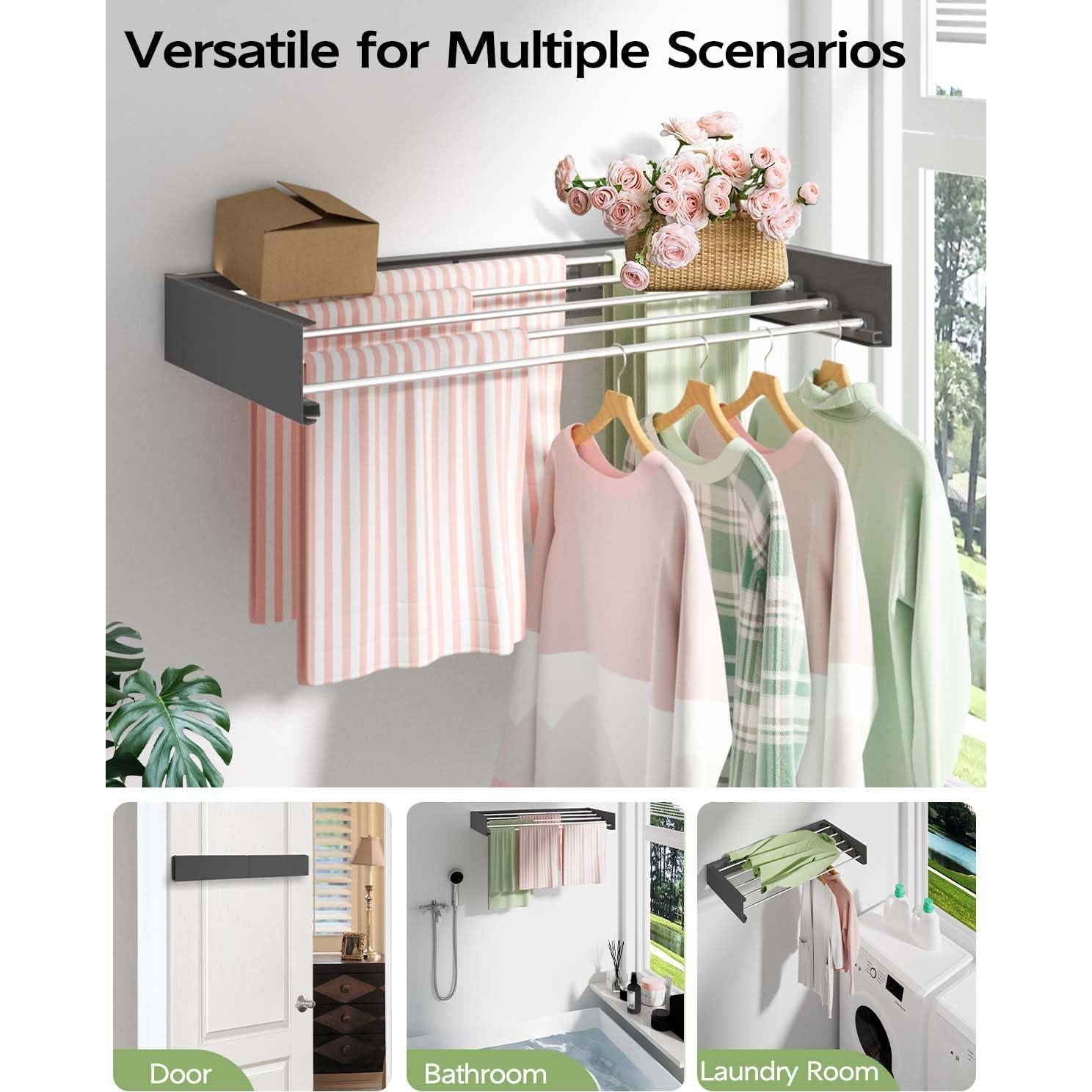 Soporte de Secado de Ropa Plegable VIKAQI 81 cm Negro