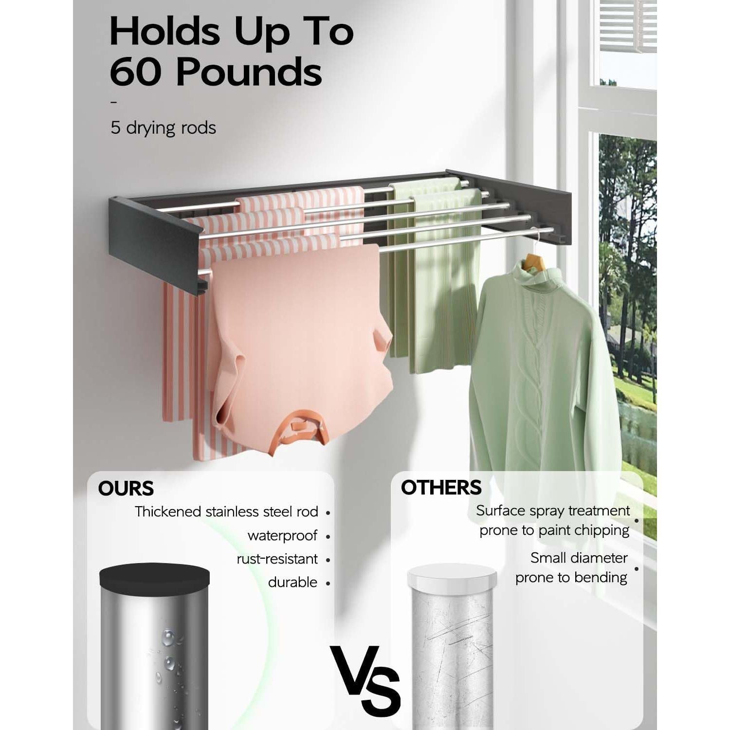 Soporte de Secado de Ropa Plegable VIKAQI 81 cm Negro