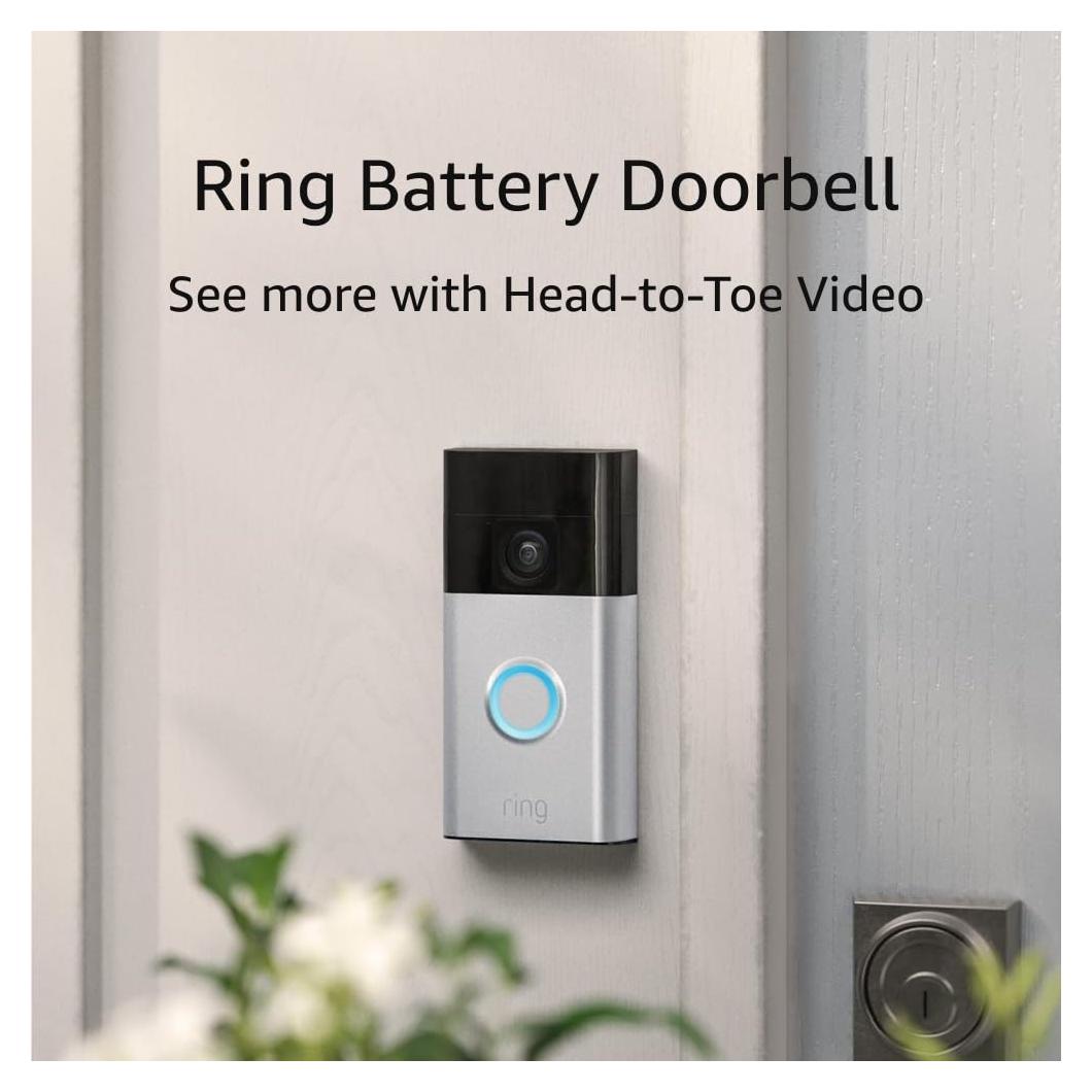 Ring Battery Doorbell, Head-to-Toe Video, Live View with Two-Way Talk, and Motion Detection & Alerts (2024 release), Satin Nickel