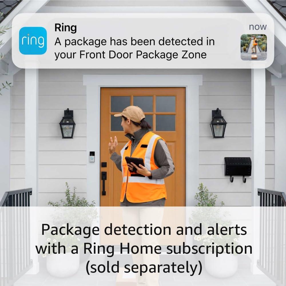 Ring Battery Doorbell, Head-to-Toe Video, Live View with Two-Way Talk, and Motion Detection & Alerts (2024 release), Satin Nickel
