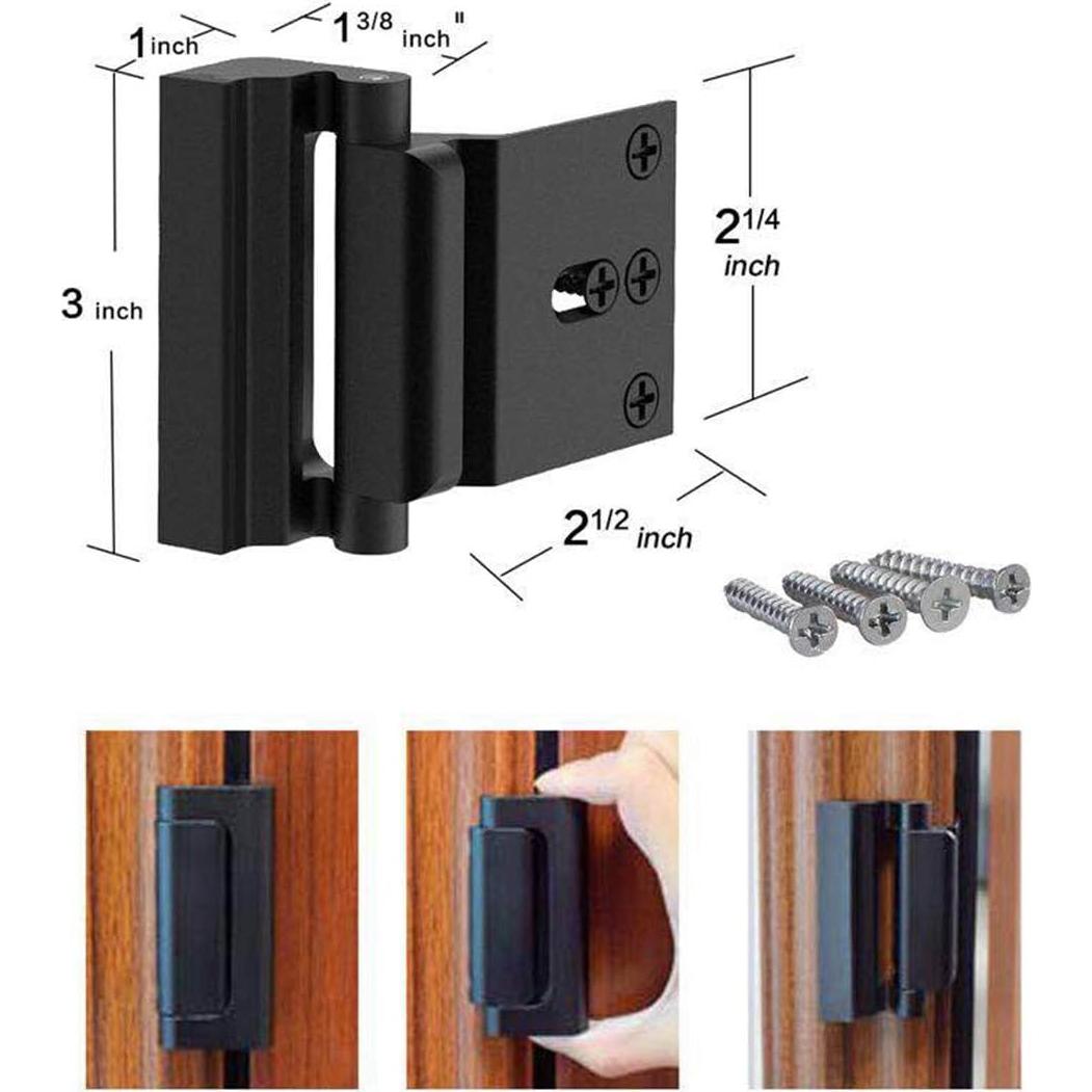 Cerraduras de Refuerzo TOYFUL para Puertas - 2 Piezas, Negro