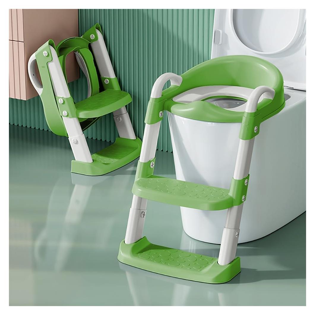 Asiento de Inodoro Plegable Bonbay para Niños Verde y Blanco