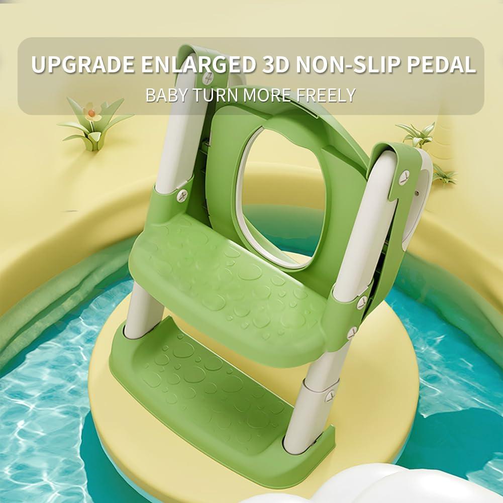 Asiento de Inodoro Plegable Bonbay para Niños Verde y Blanco