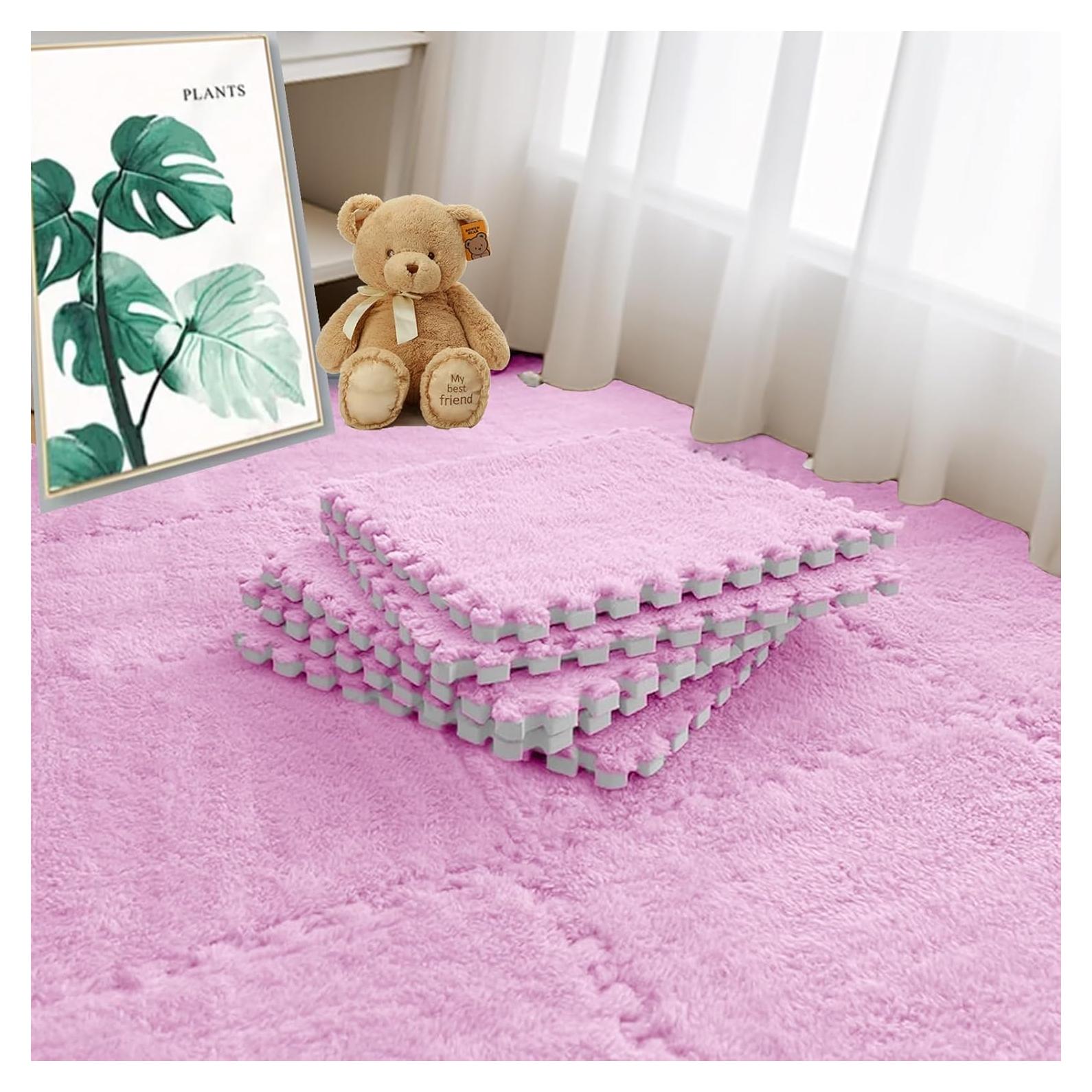 Alfombrillas Interconectables JADERLU 16pcs Rosa 30x30cm