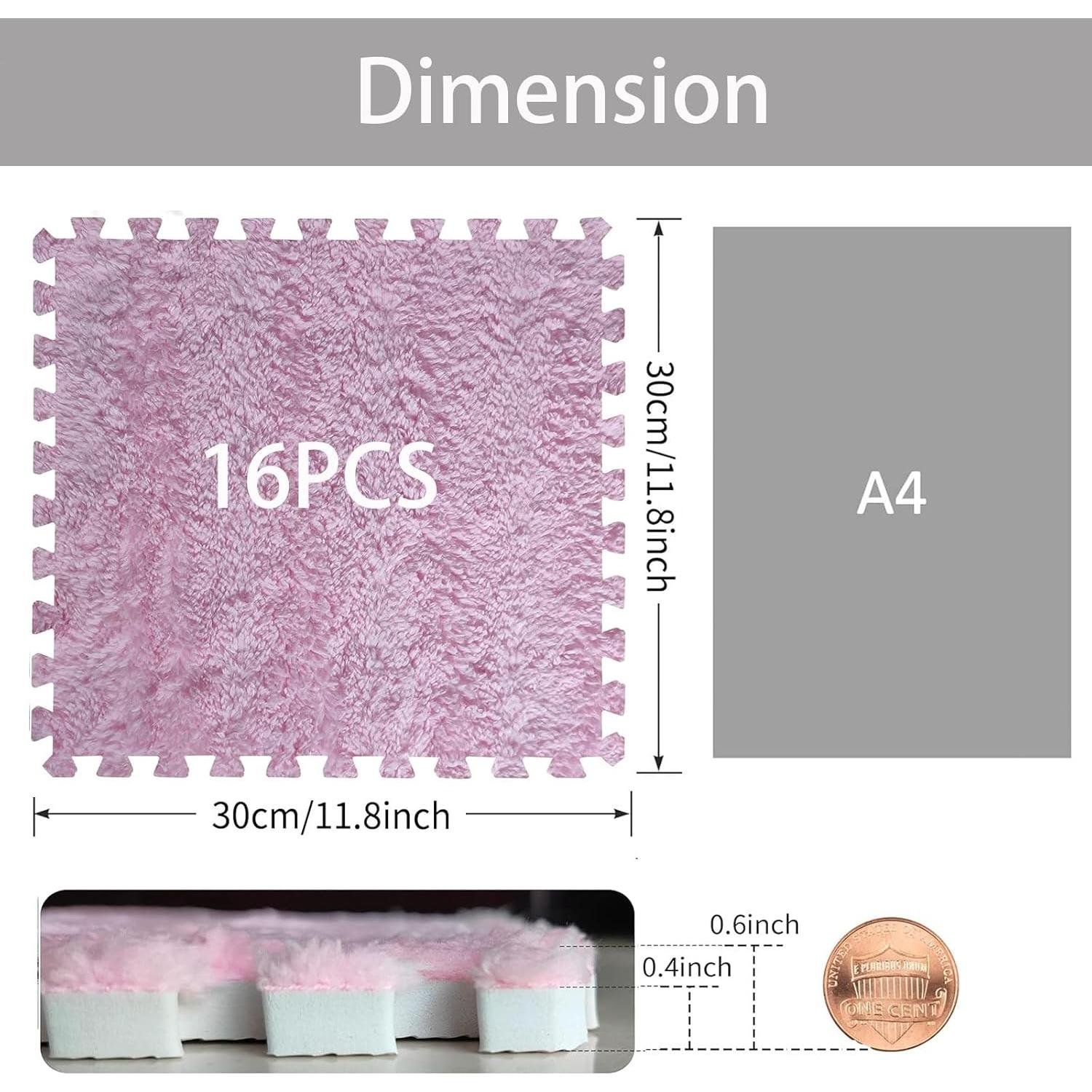Alfombrillas Interconectables JADERLU 16pcs Rosa 30x30cm