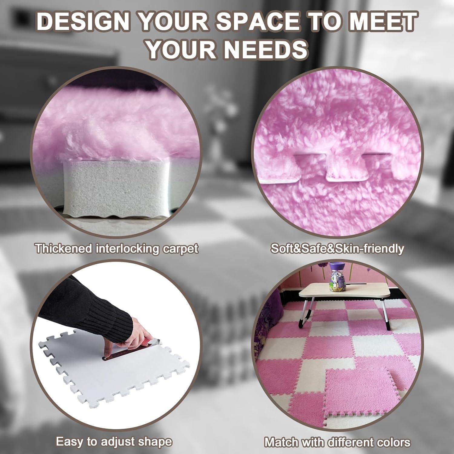 Alfombrillas Interconectables JADERLU 16pcs Rosa 30x30cm