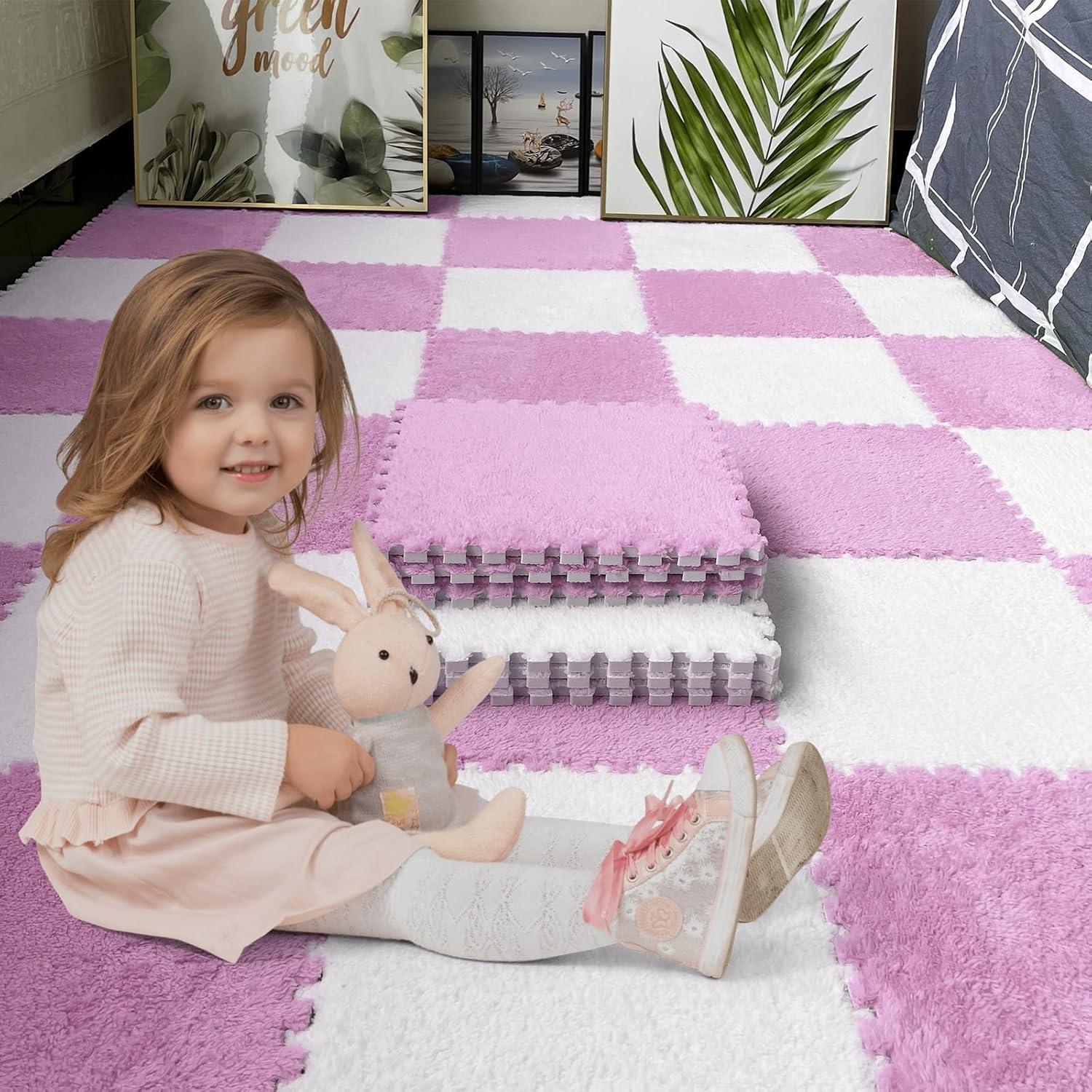 Alfombrillas Interconectables JADERLU 16pcs Rosa 30x30cm