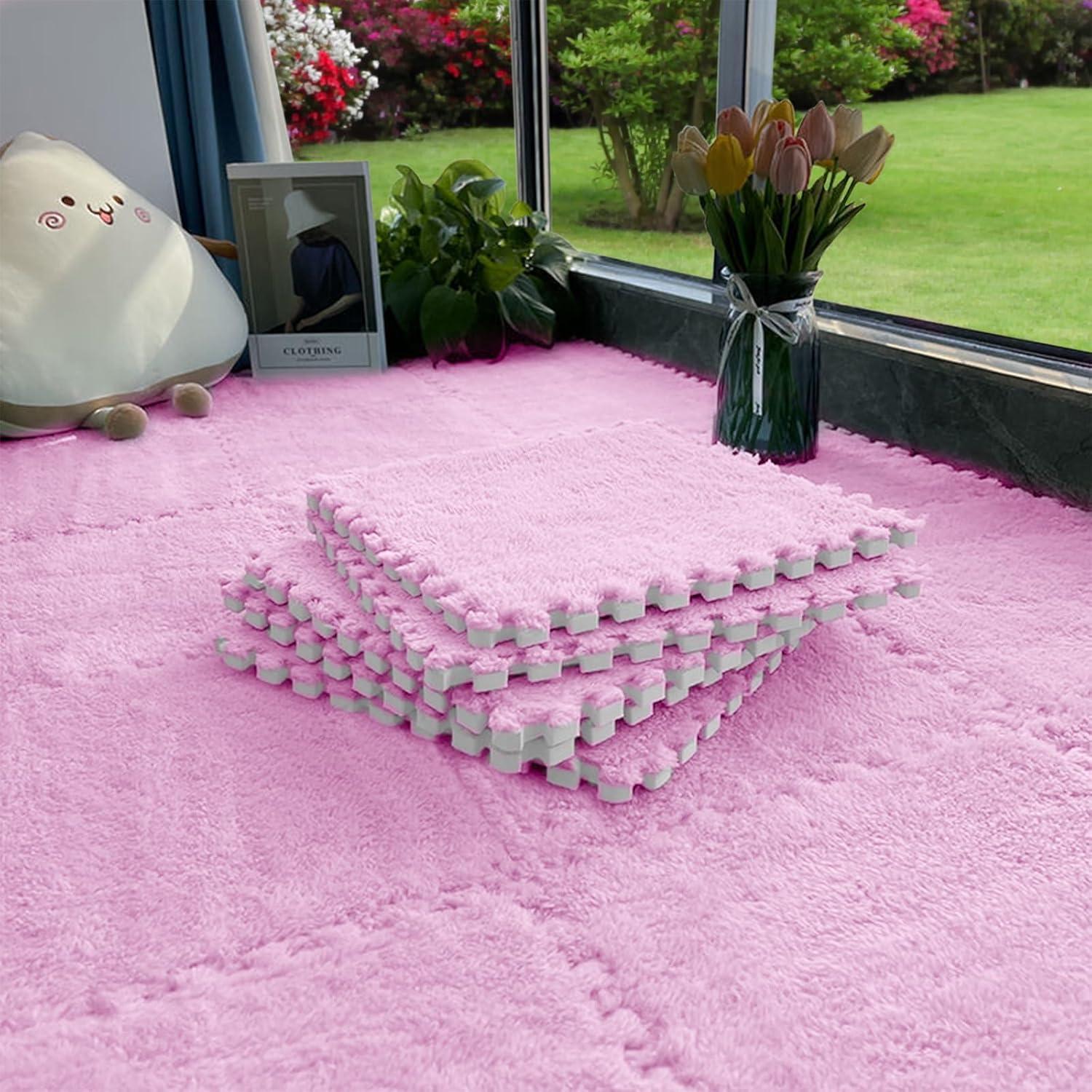 Alfombrillas Interconectables JADERLU 16pcs Rosa 30x30cm
