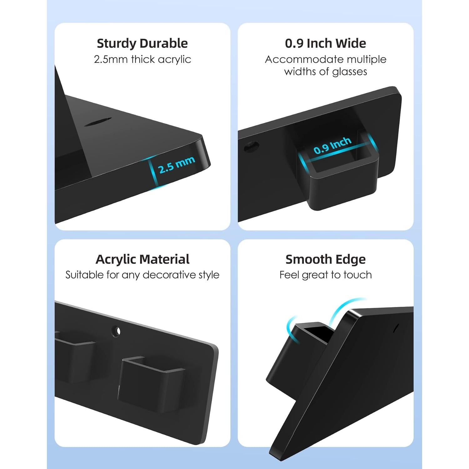 MaxGear Sunglasses Holder Organizer, 2 Pack Acrylic Sunglass Organizer Wall Eyewear Display Rack, Eyeglass Holder Stand for Office & Home Decor, Unique Gifts for Husband, Women & Girls, Black